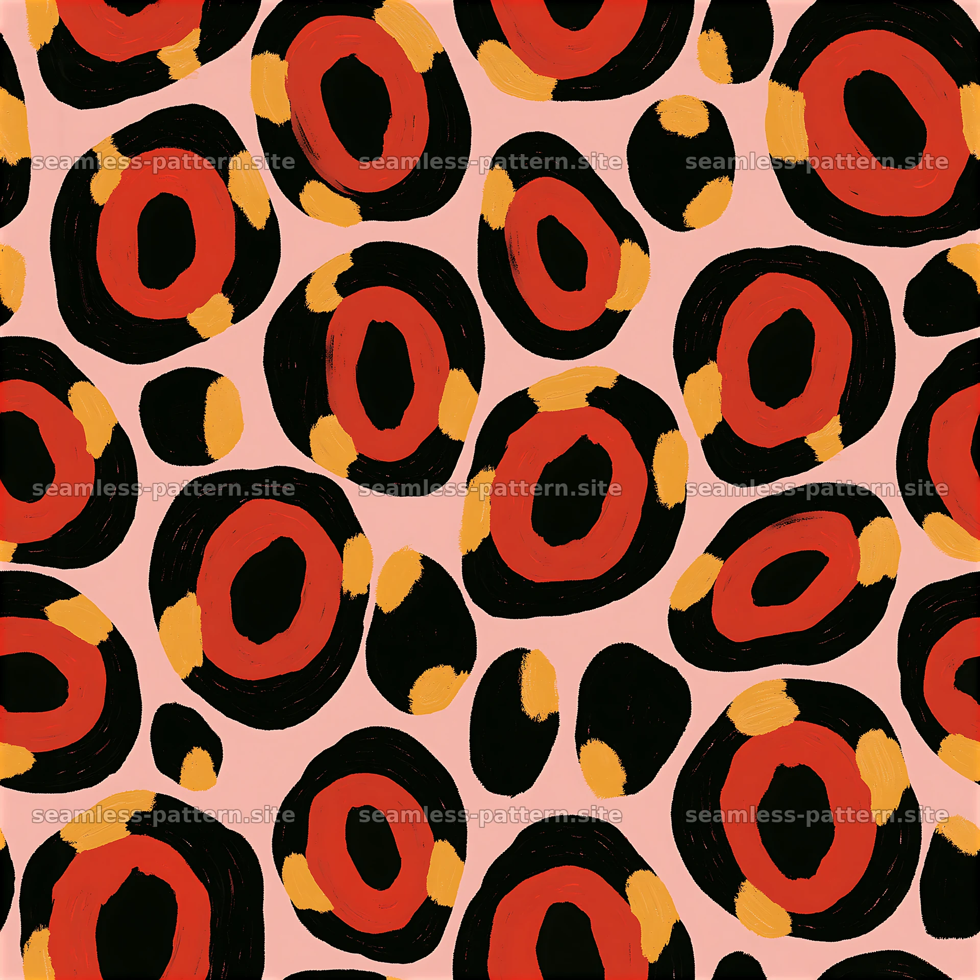 Cheetah spot black red gold seamless pattern with bold designs — seamless tileable pattern at 8192x8192