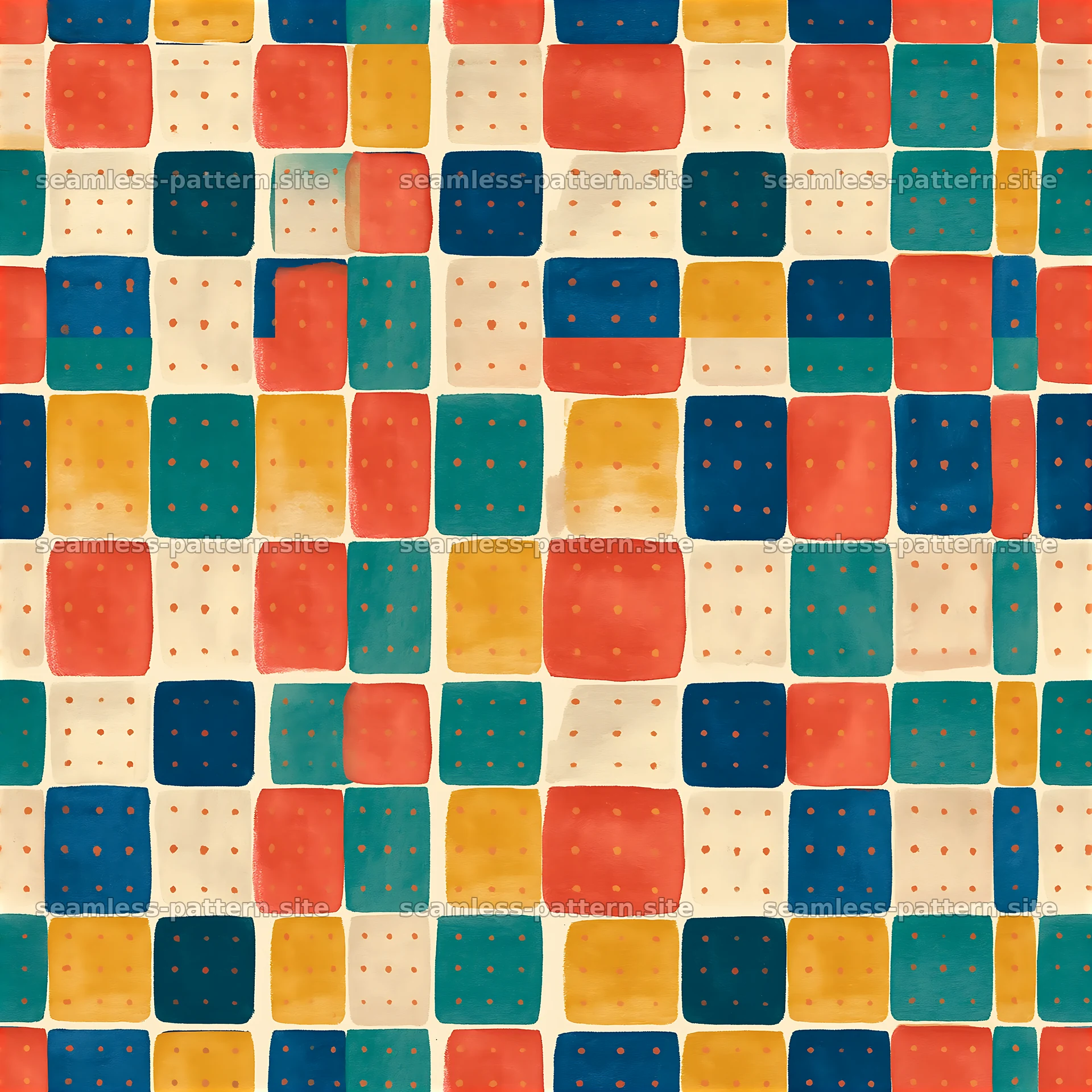 Colorful checkerboard seamless pattern with varied shapes and colors — seamless tileable pattern at 8192x8192