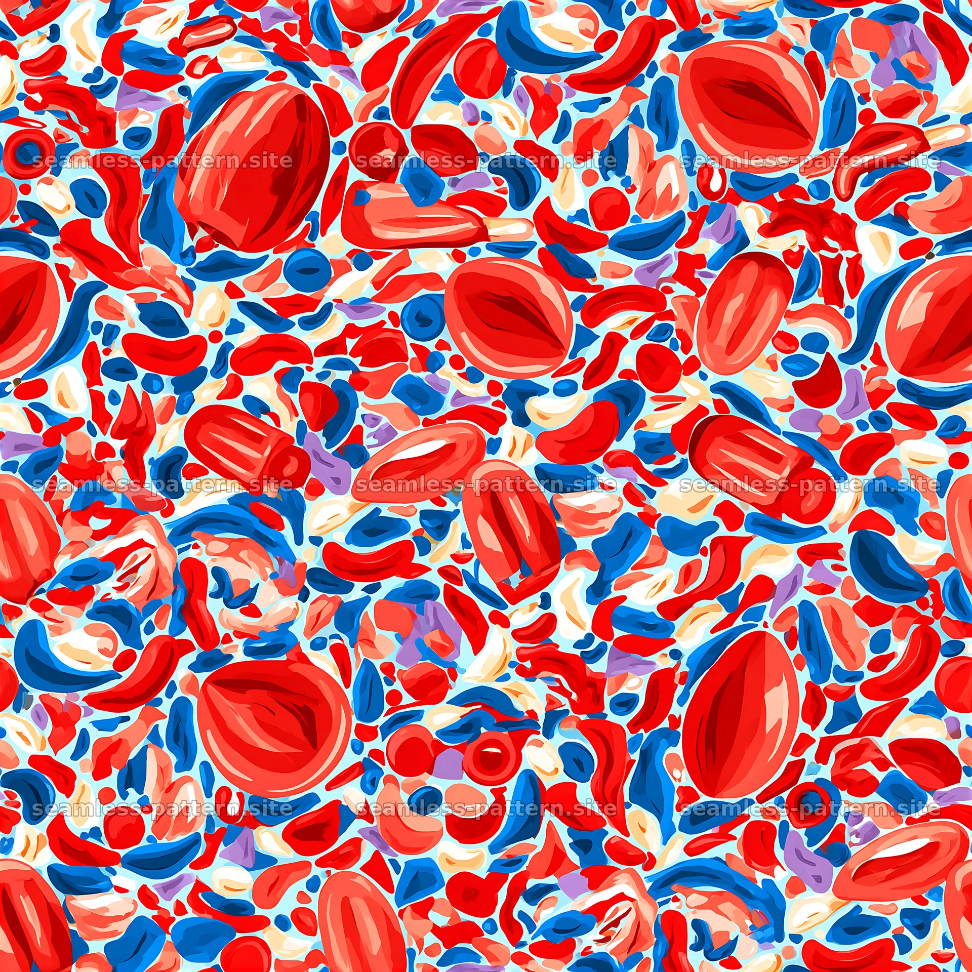 Colorful and vibrant abstract seamless pattern with shapes — seamless tileable pattern at 8192x8192