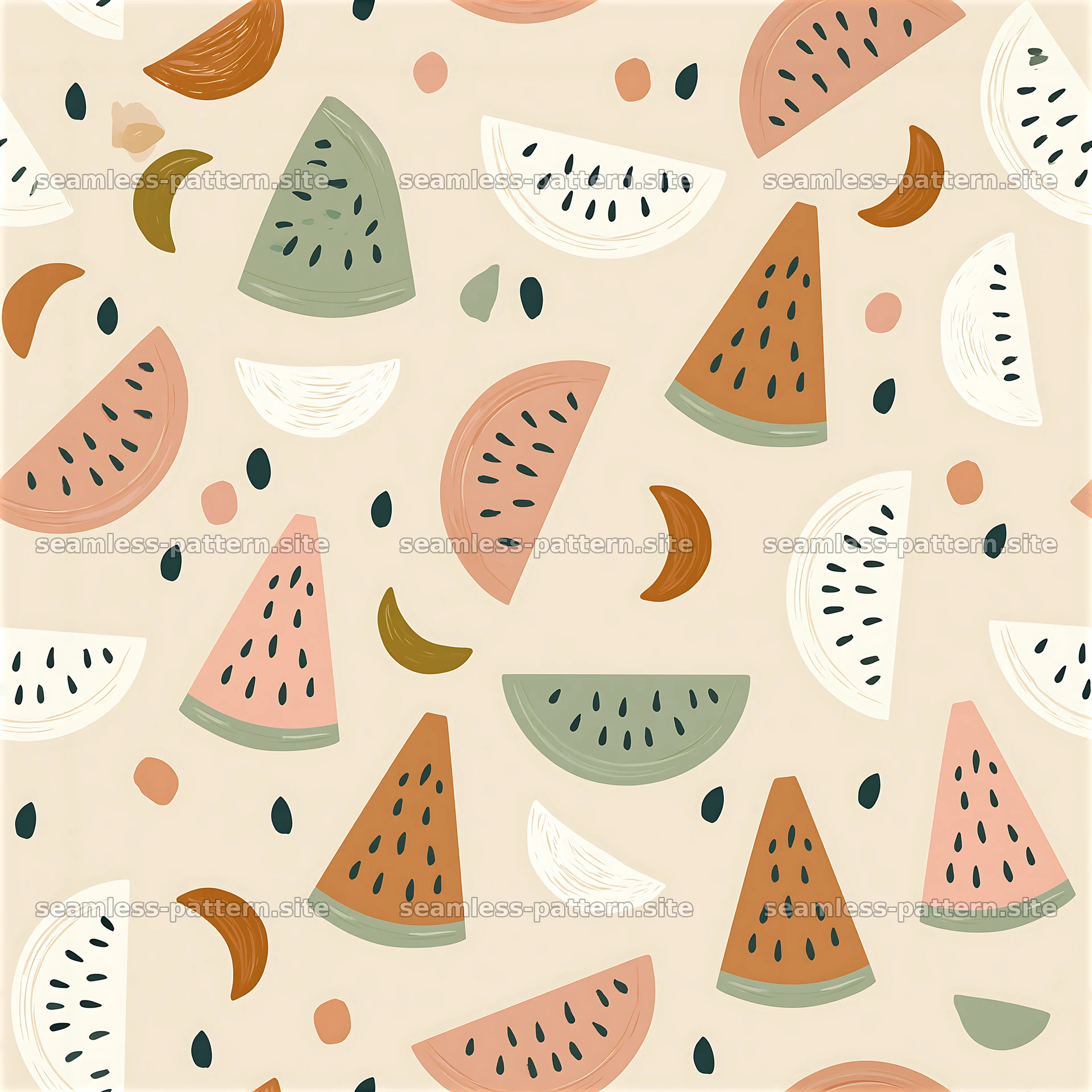 Playful watermelon seamless pattern for kids in bright colors — seamless tileable pattern at 8192x8192