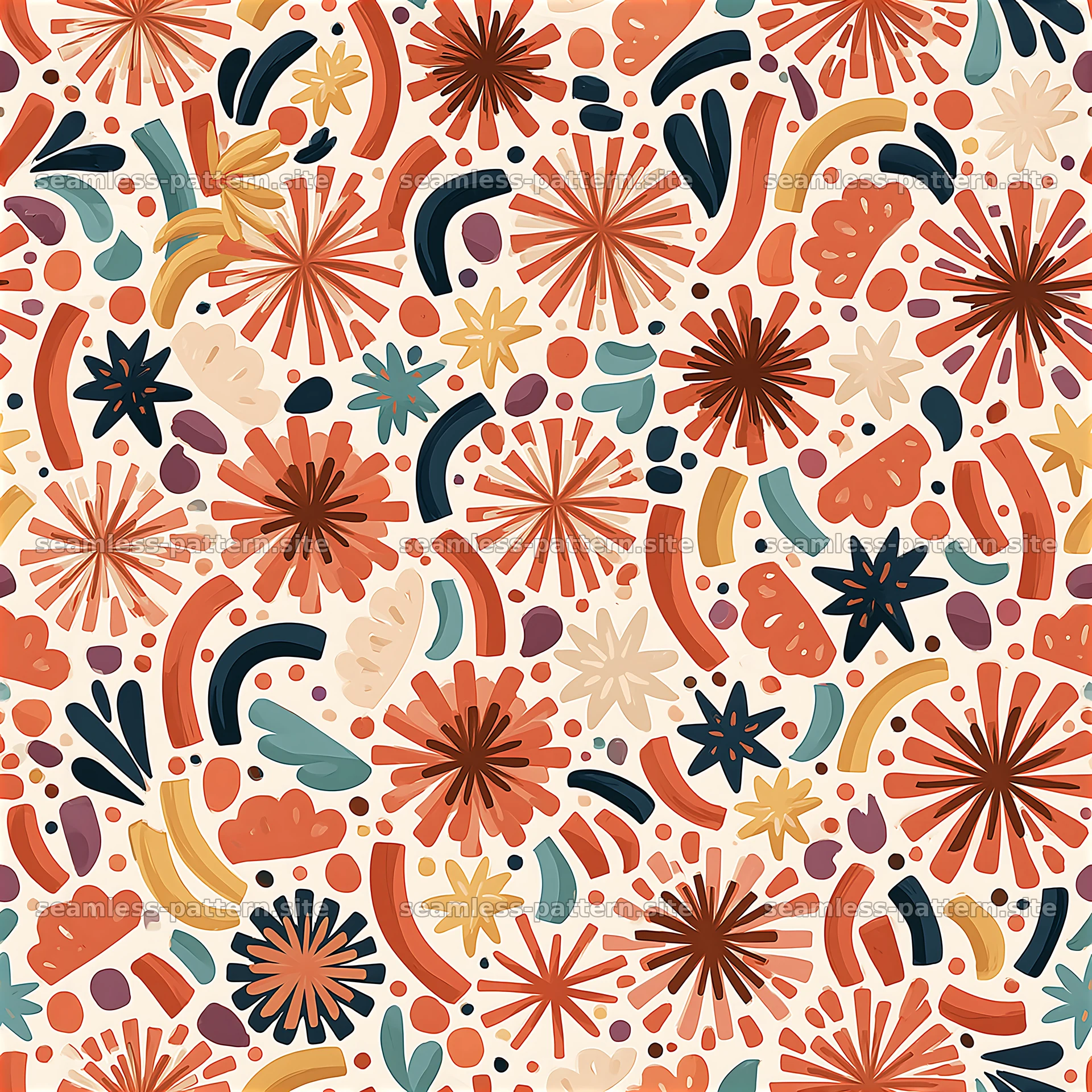 Funky Party Floral Abstract Seamless Pattern — seamless tileable pattern at 8192x8192