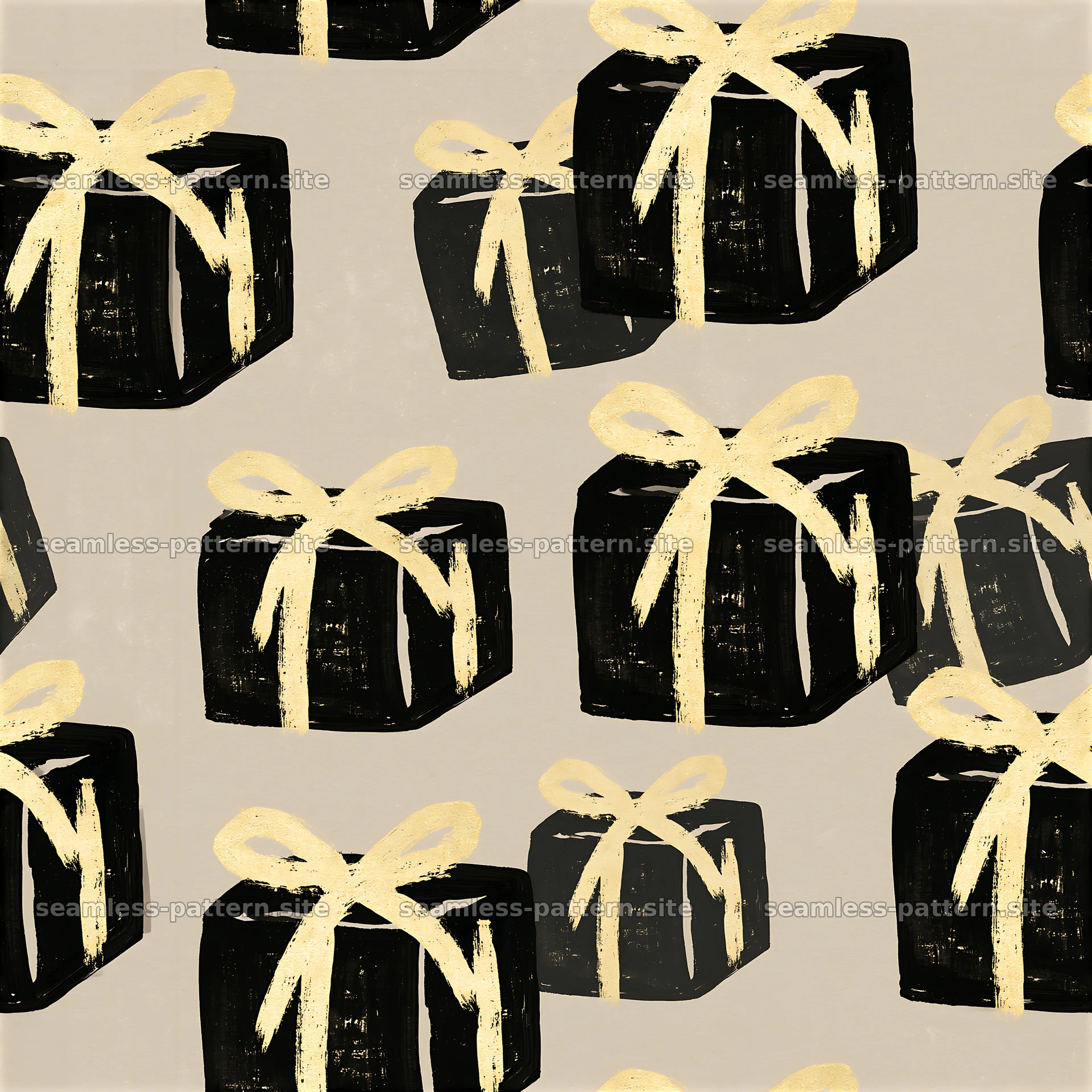 Black and Gold Wrapped Gift Seamless Pattern — seamless tileable pattern at 8192x8192