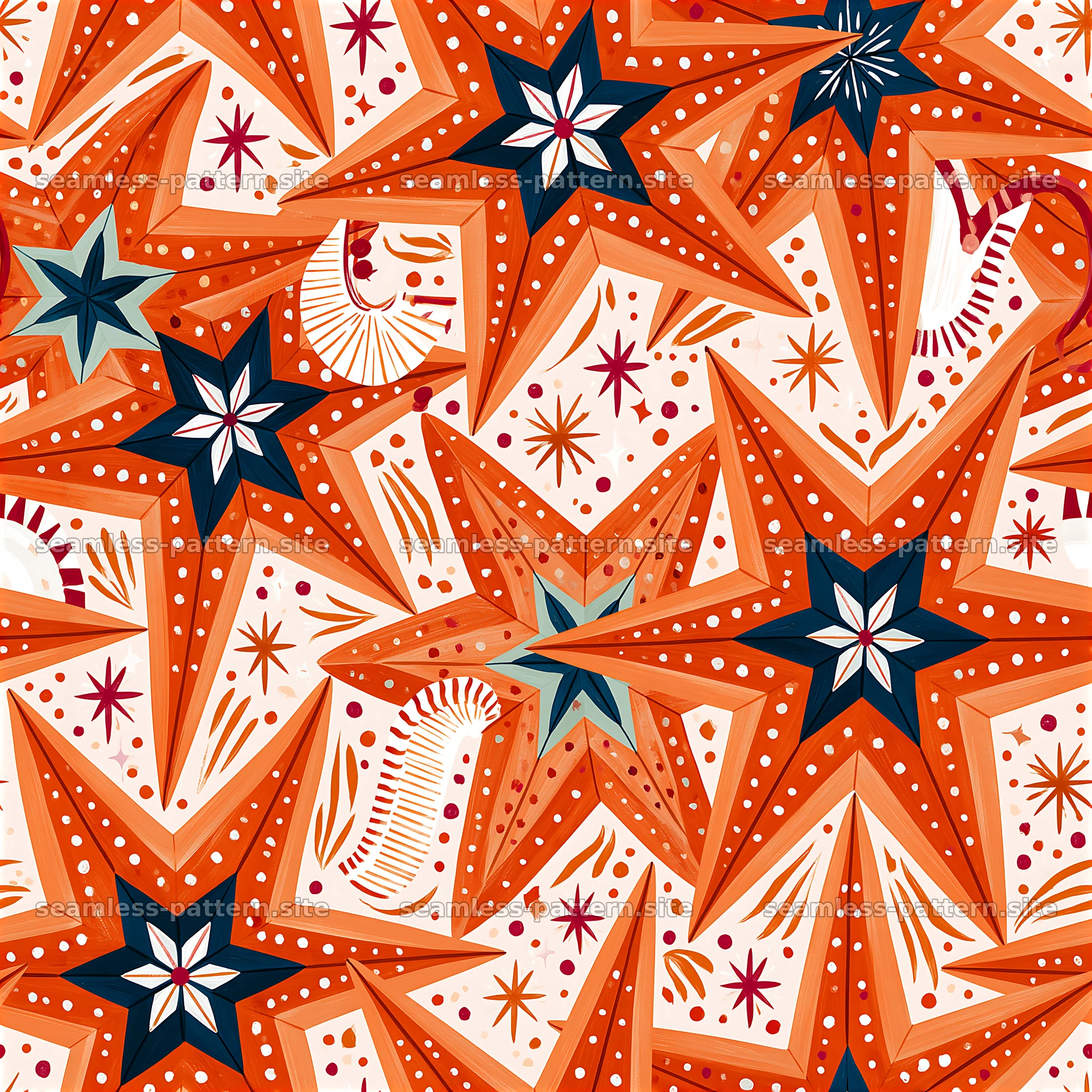 Colorful stars pattern on a bright background with varied designs — seamless tileable pattern at 8192x8192