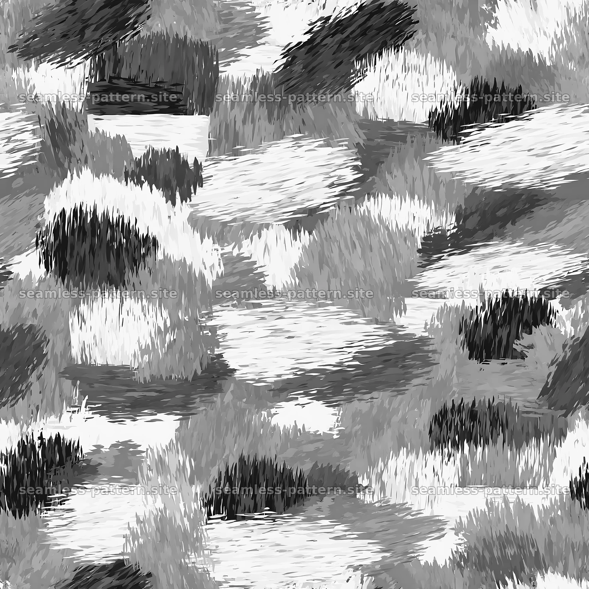 Seamless desert camouflage brushstroke pattern in black and white — seamless tileable pattern