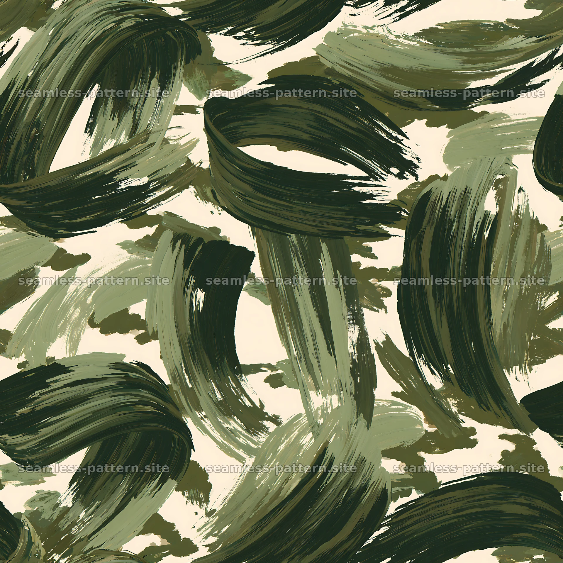 Seamless green camouflage brushstroke pattern for textiles — seamless tileable pattern