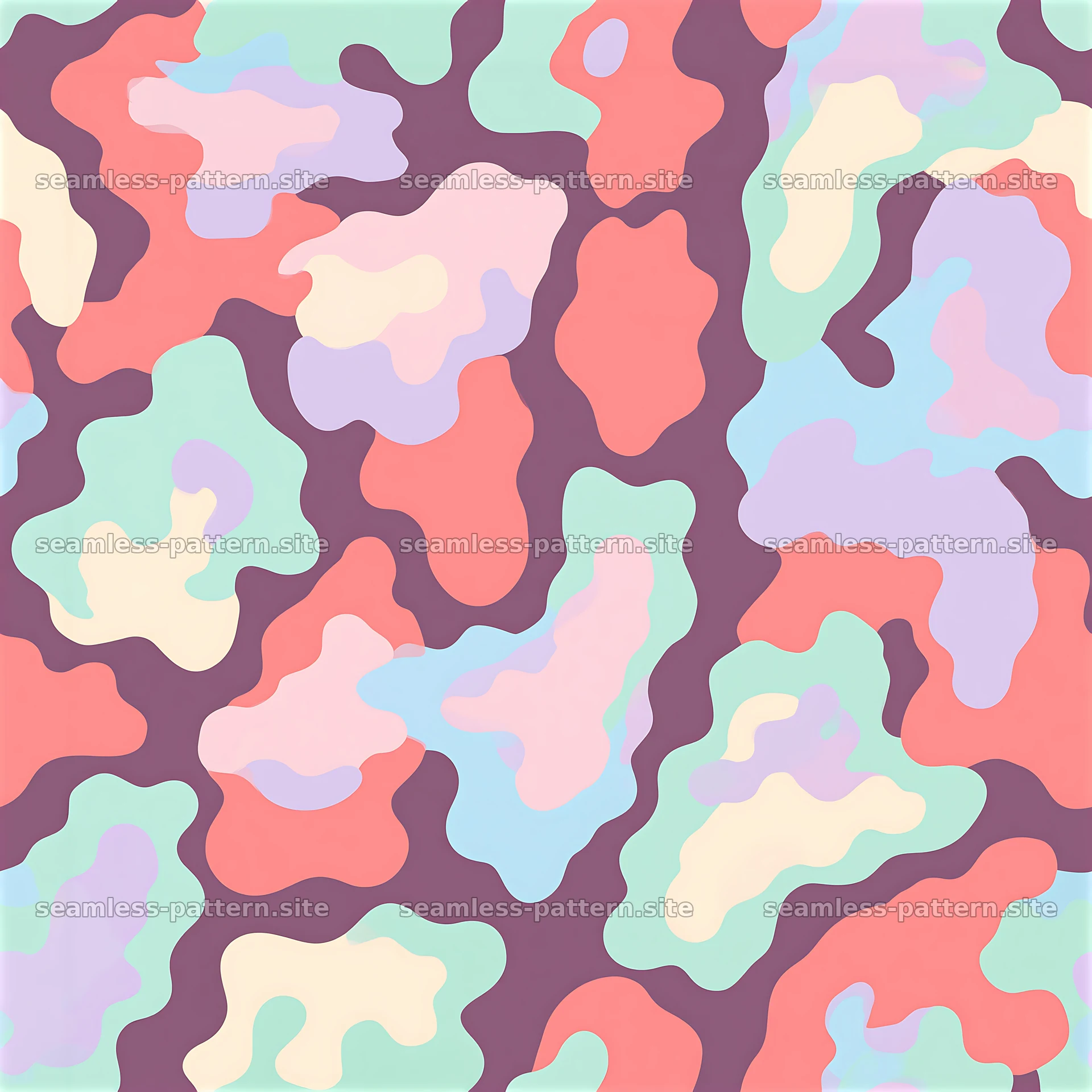 Seamless camouflage pattern with pastel organic shapes for apparel — seamless tileable pattern at 8192x8192