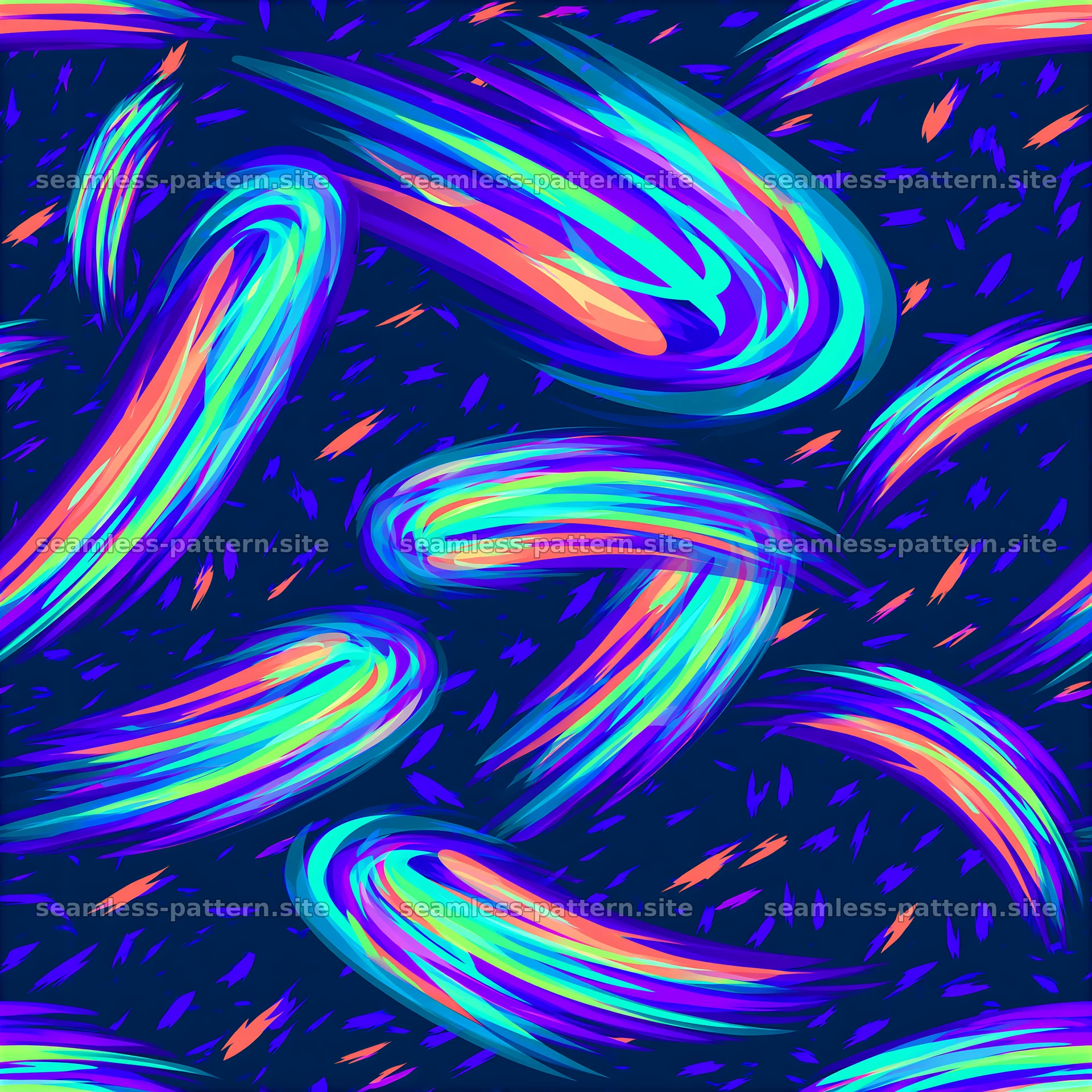 Vibrant comet seamless pattern creates a colorful and dynamic design — seamless tileable pattern at 8192x8192