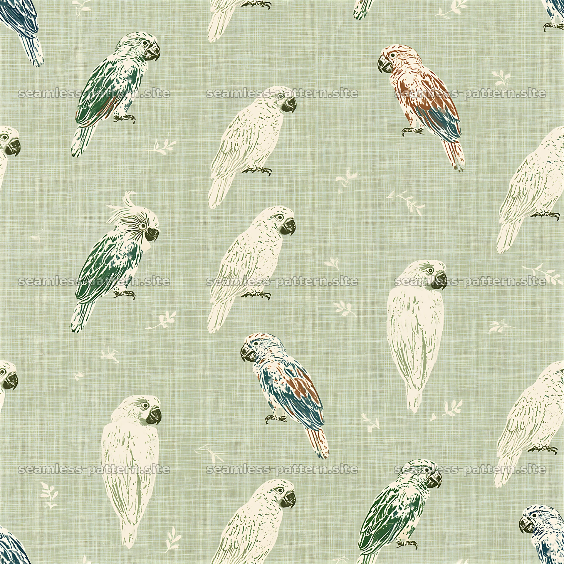 Colorful parrot seamless pattern for kids on a textured background — seamless tileable pattern at 8192x8192