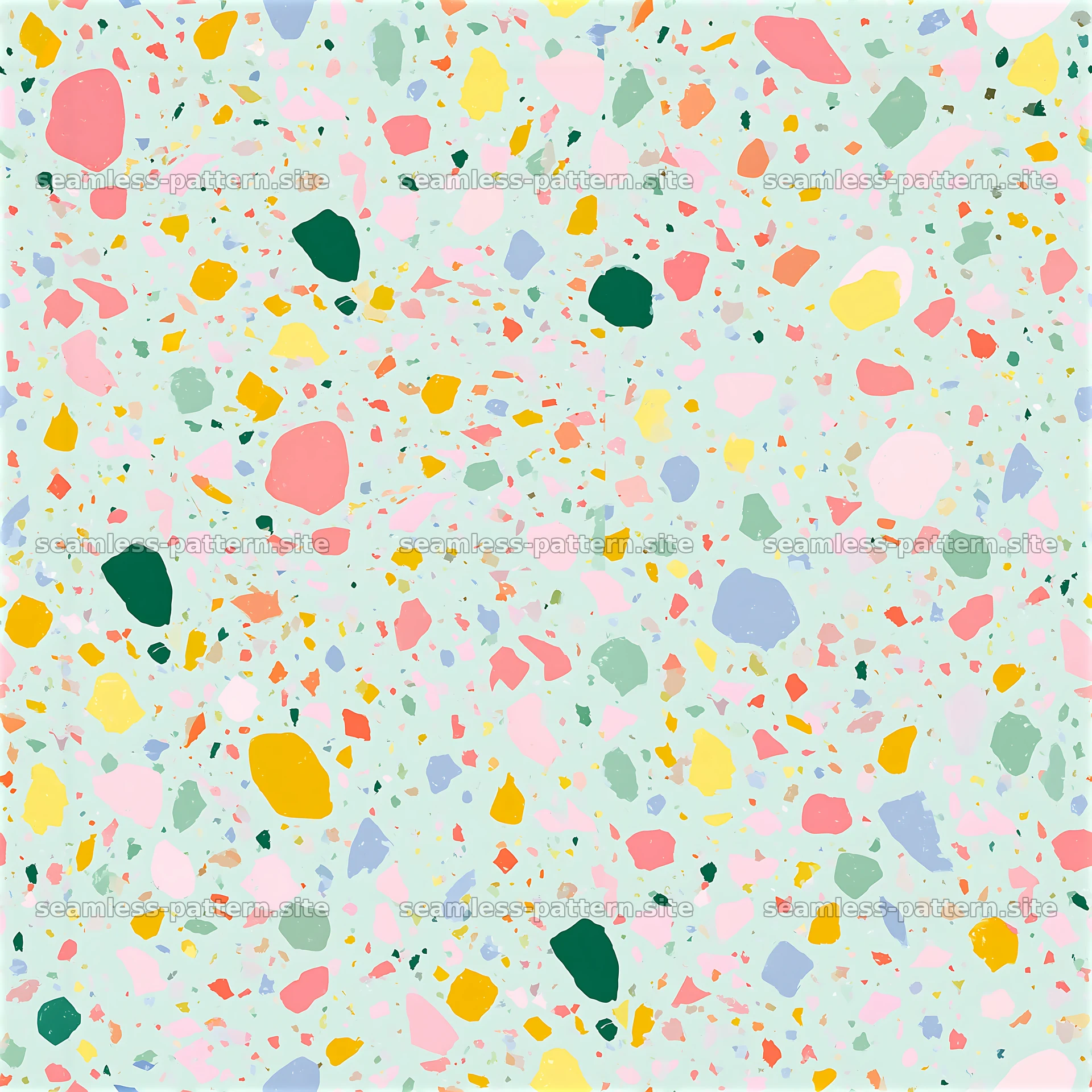Colorful terrazzo seamless pattern with random shapes and colors — seamless tileable pattern at 8192x8192
