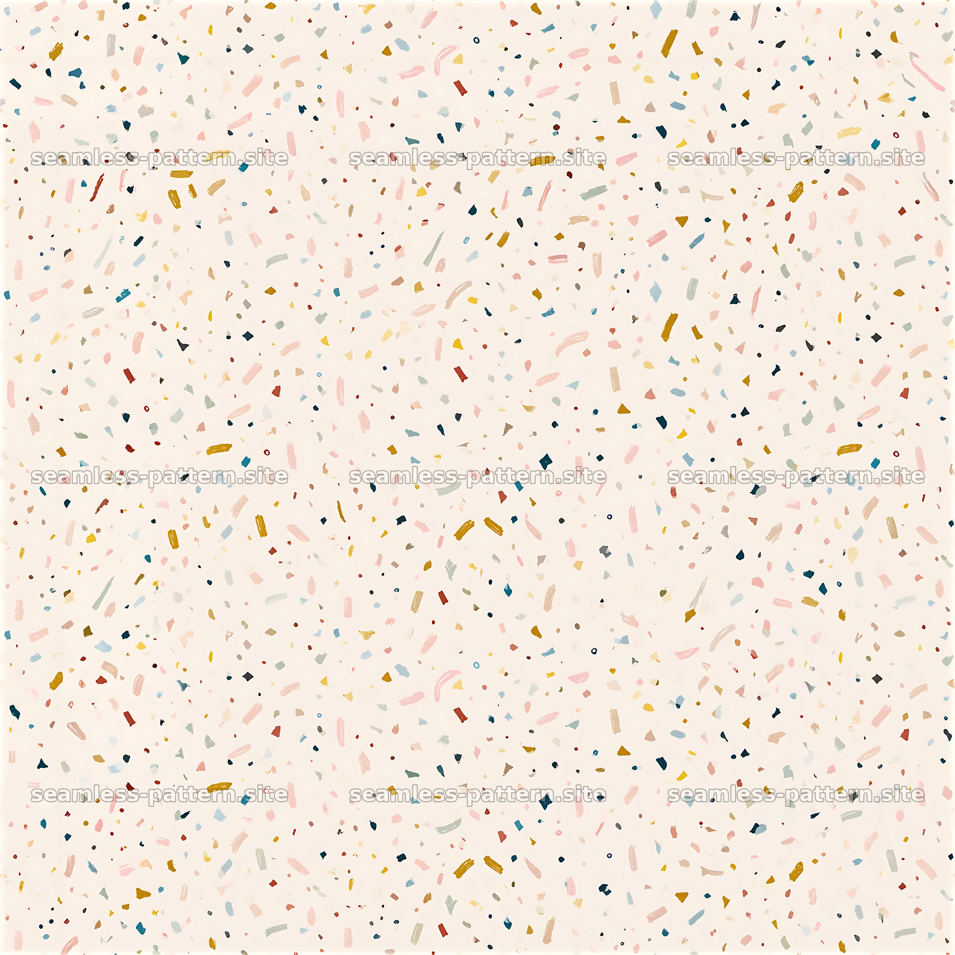Funky confetti tileable pattern with varied shapes and colors — seamless tileable pattern at 8192x8192