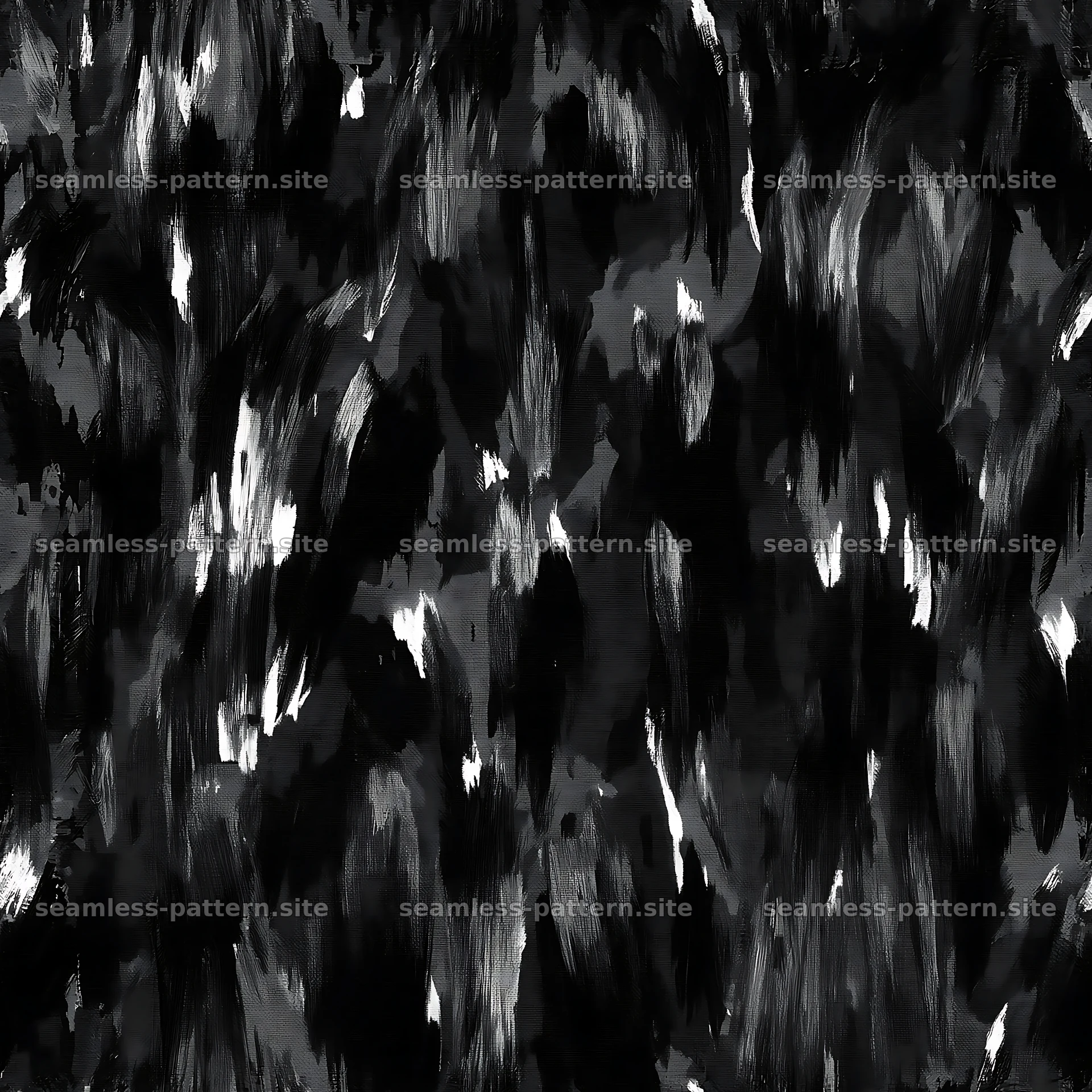 Seamless camouflage brushstroke pattern in black and white — seamless tileable pattern