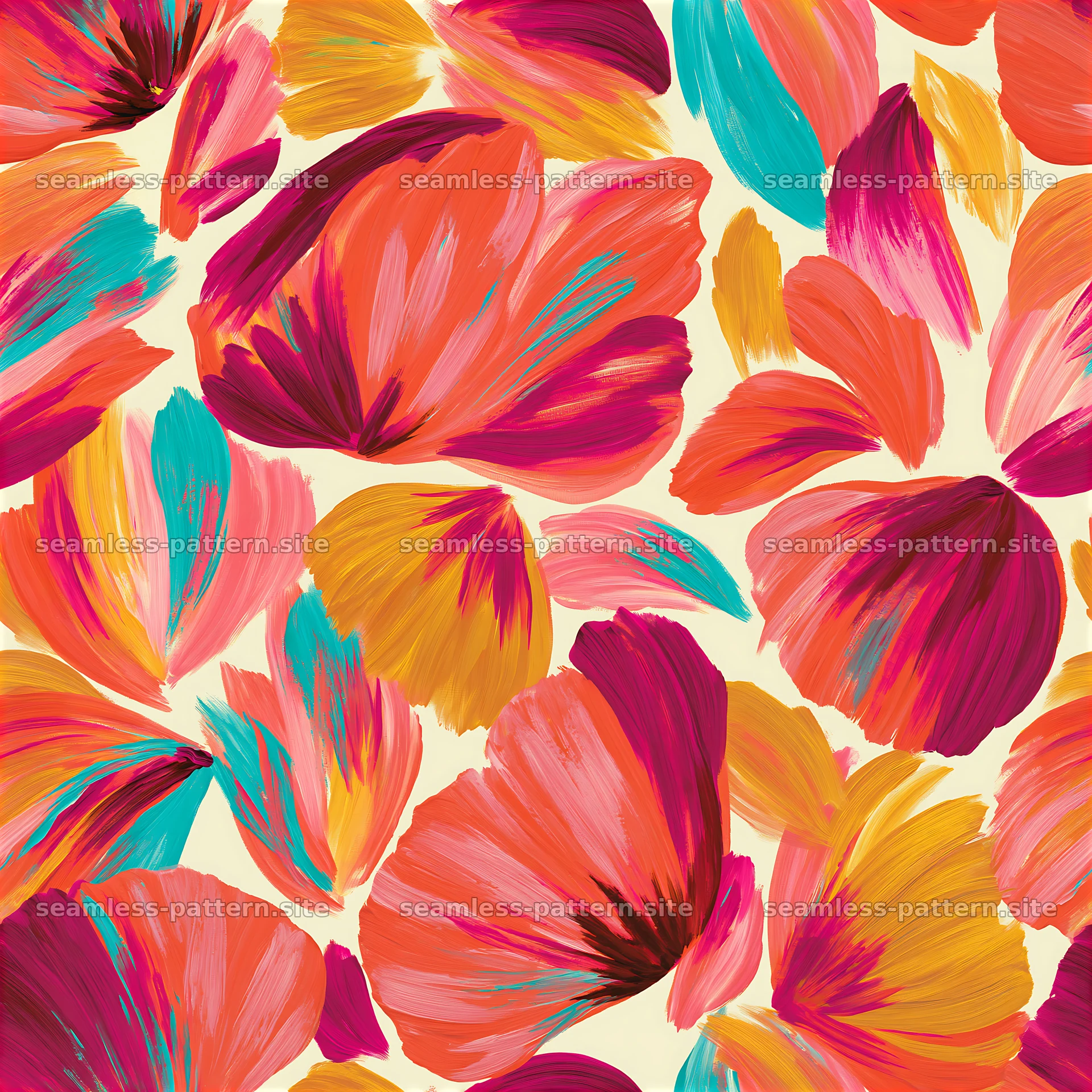 Vibrant painted petals tileable pattern on a light background — seamless tileable pattern at 8192x8192