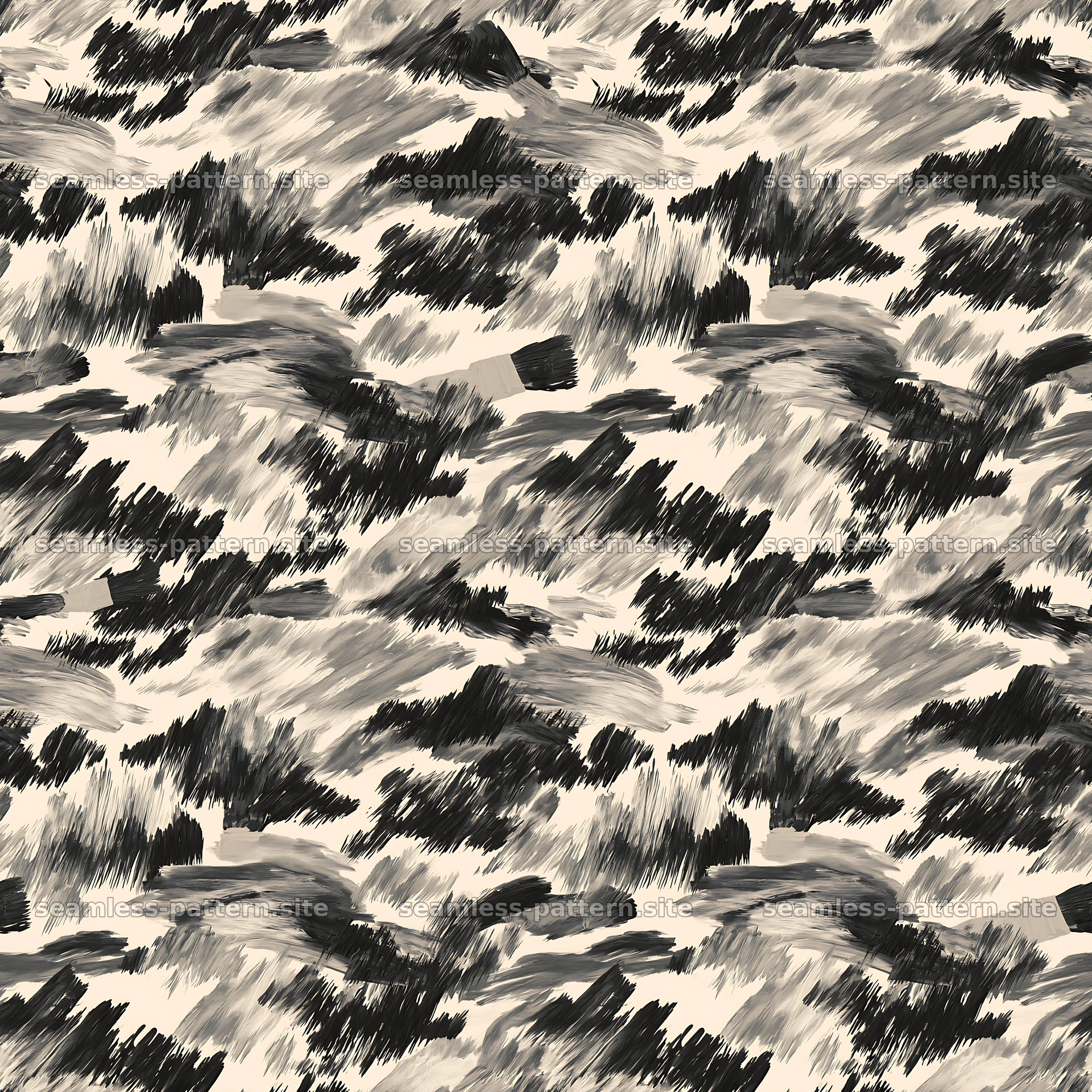 Seamless black camouflage brushstroke pattern for textiles — seamless tileable pattern