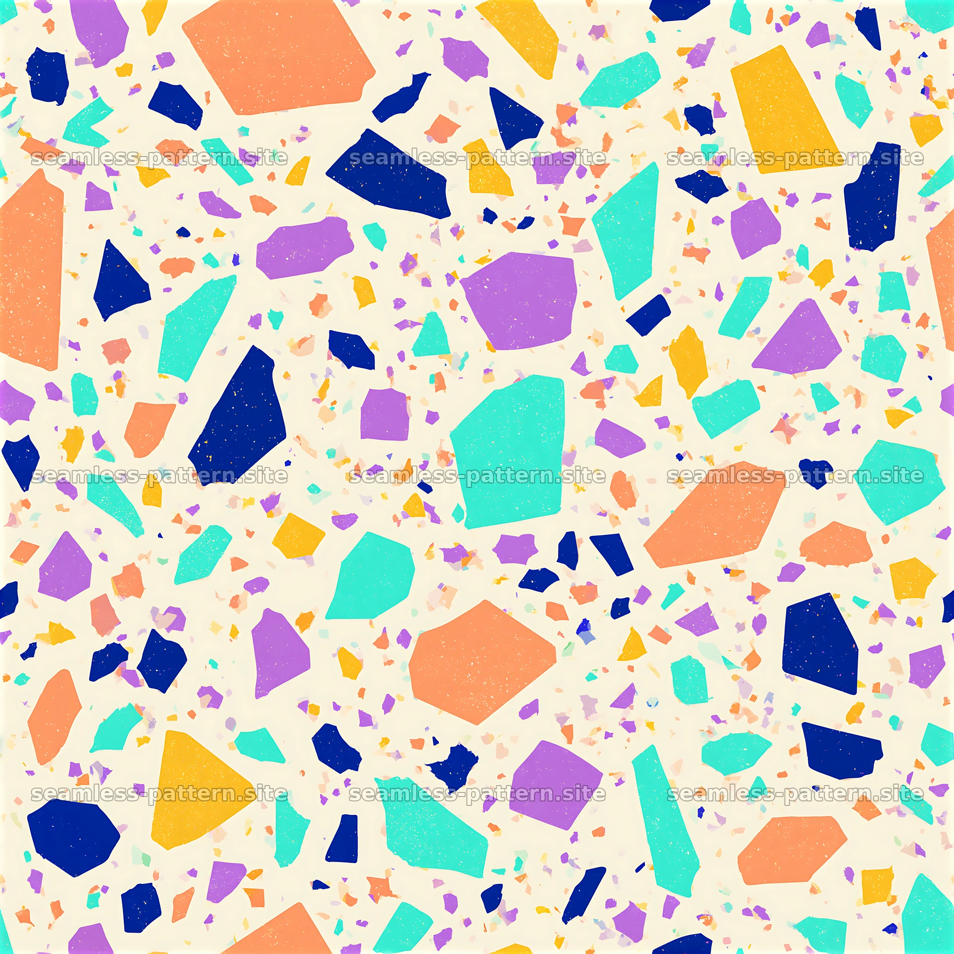 Bright mosaic fragments in a colorful seamless pattern — seamless tileable pattern at 8192x8192