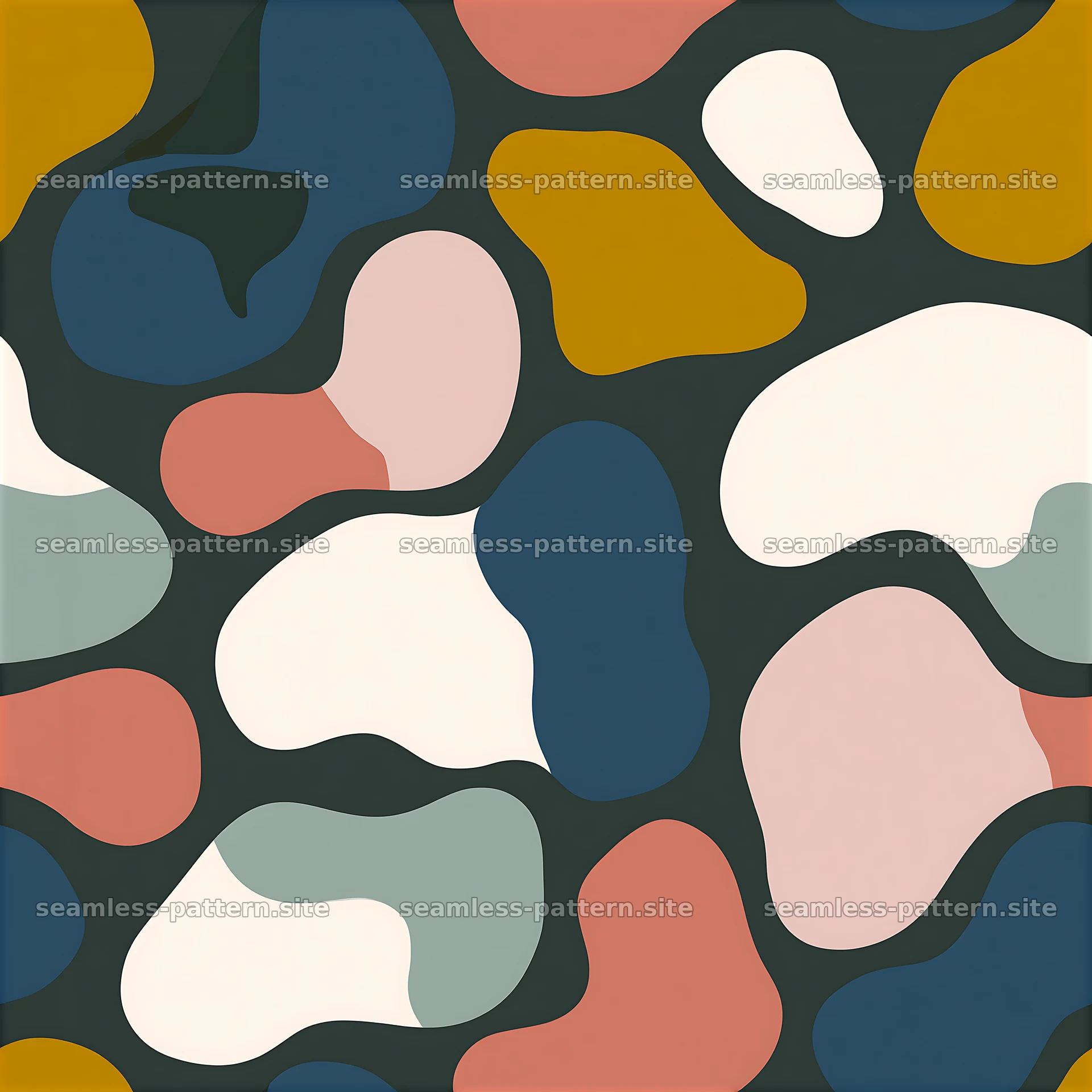 Colorful organic blobs seamless pattern on dark background — seamless tileable pattern at 8192x8192
