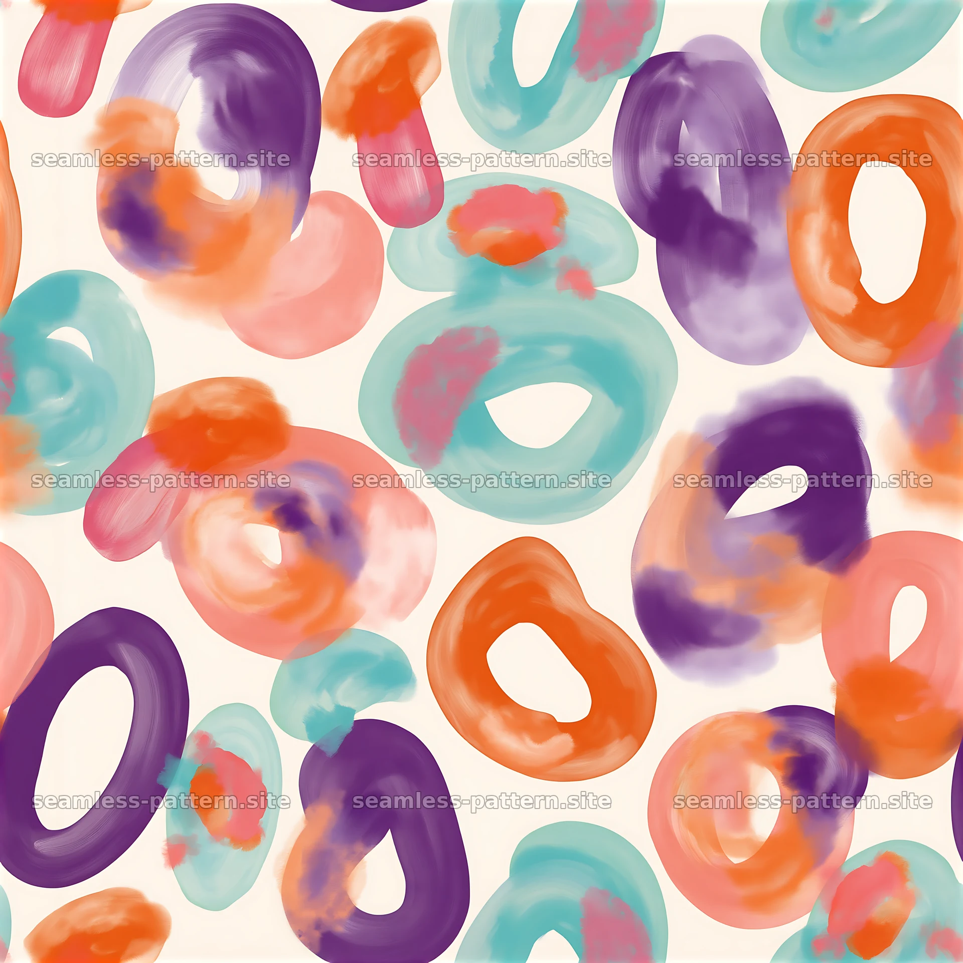 Colorful abstract seamless pattern with circular shapes and swirls — seamless tileable pattern at 8192x8192