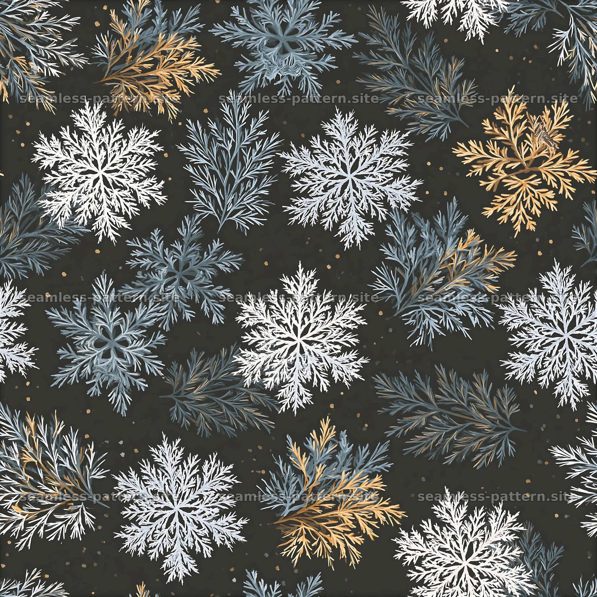 Repeating snowflake pattern seamless pattern with winter elements — seamless tileable pattern at 8192x8192