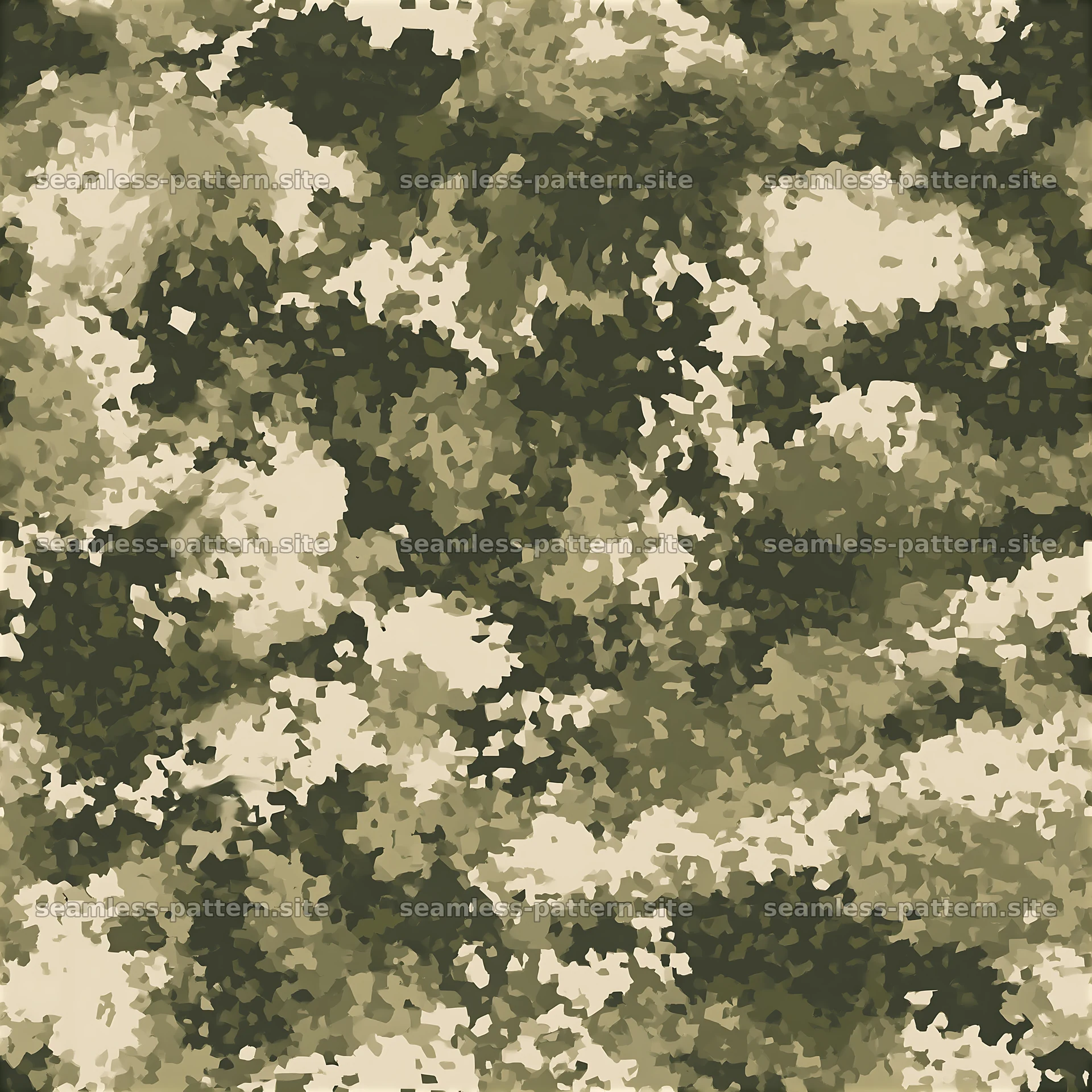 Seamless camouflage pattern with minimalist olive and beige shapes — seamless tileable pattern at 8192x8192