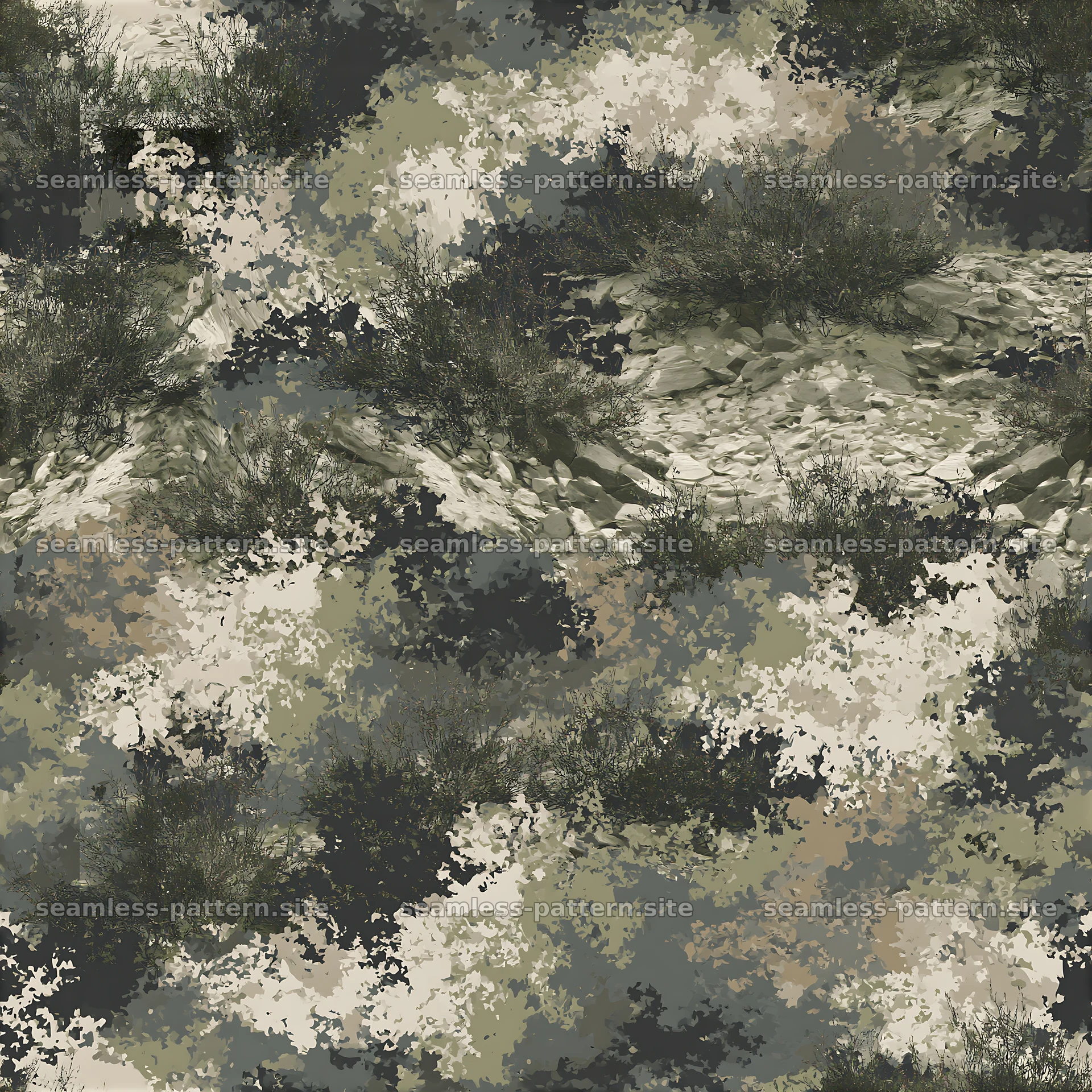 Seamless muted woodland camouflage texture pattern — seamless tileable pattern at 8192x8192