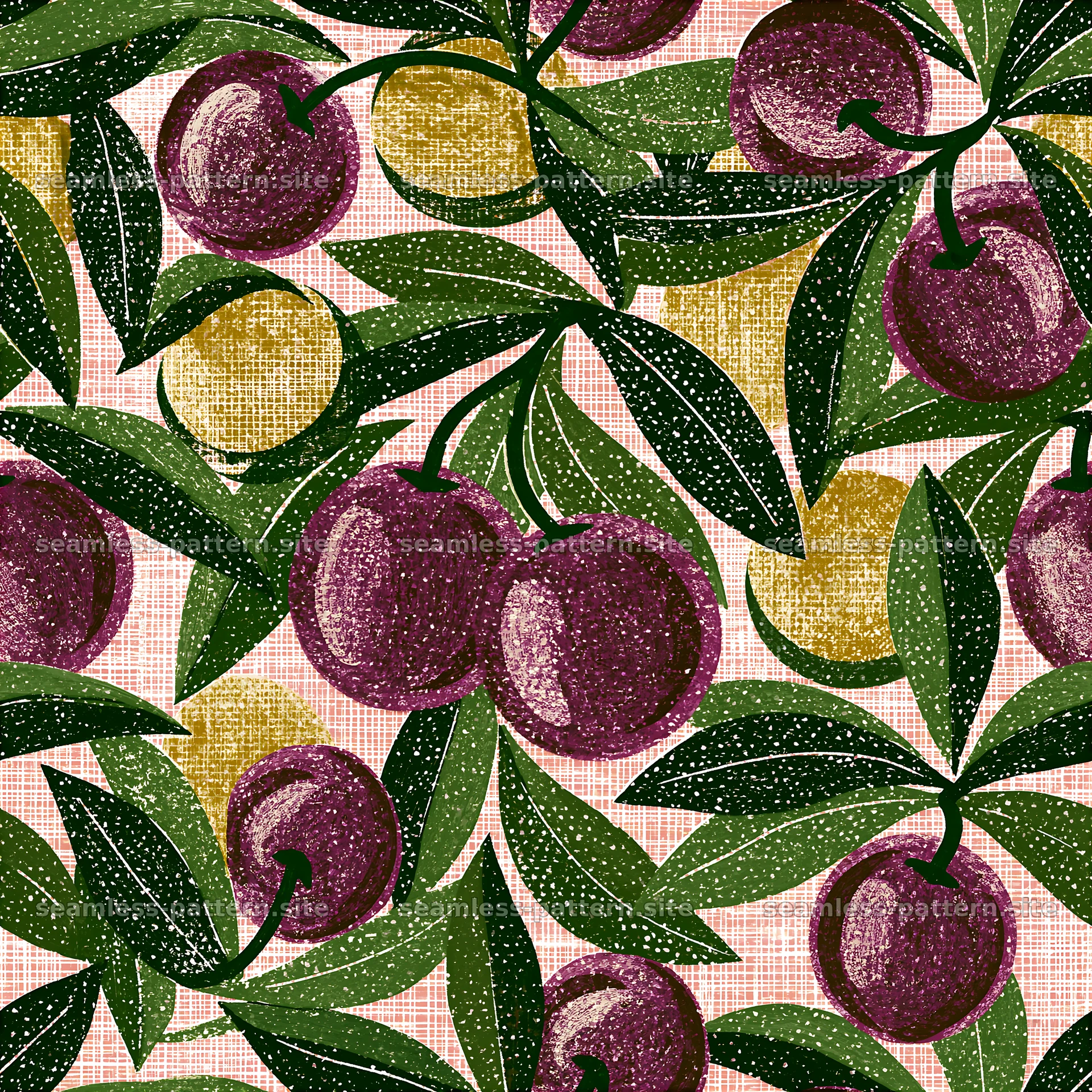 Retro Cherry and Citrus Fruit Seamless Pattern — seamless tileable pattern at 8192x8192