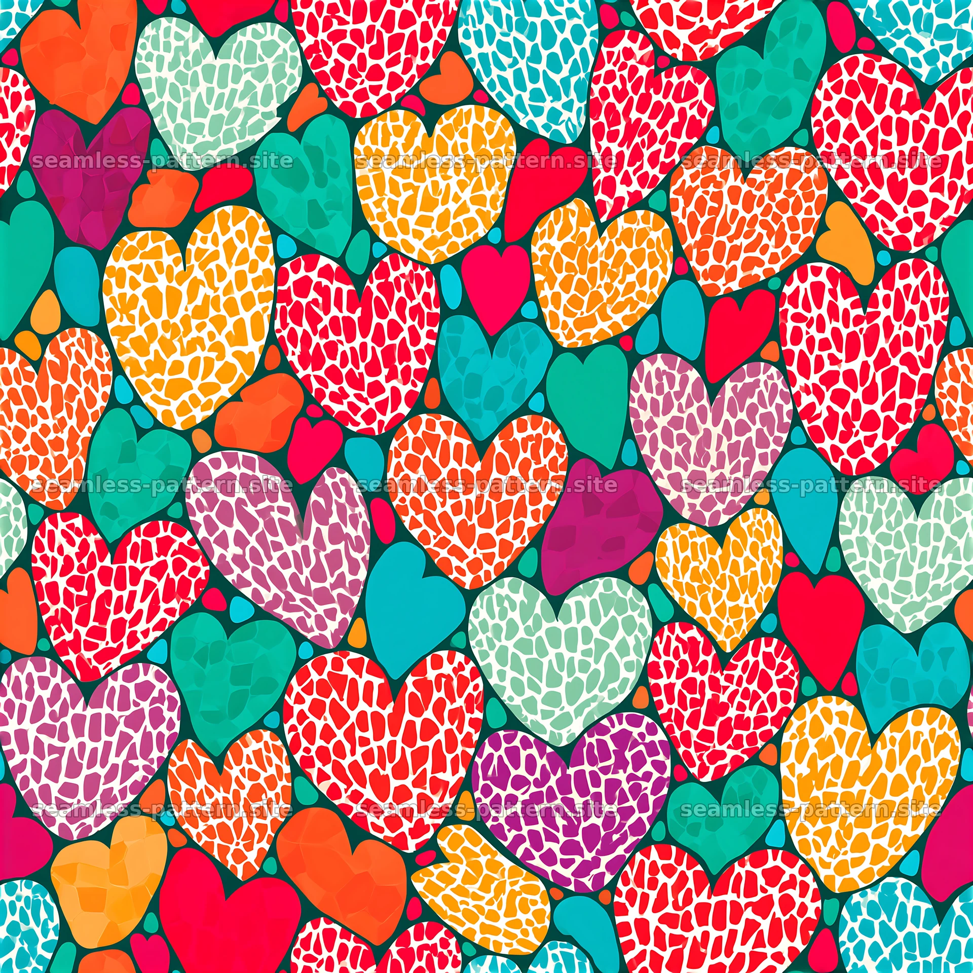 Colorful Hearts Seamless Pattern — seamless tileable pattern at 8192x8192