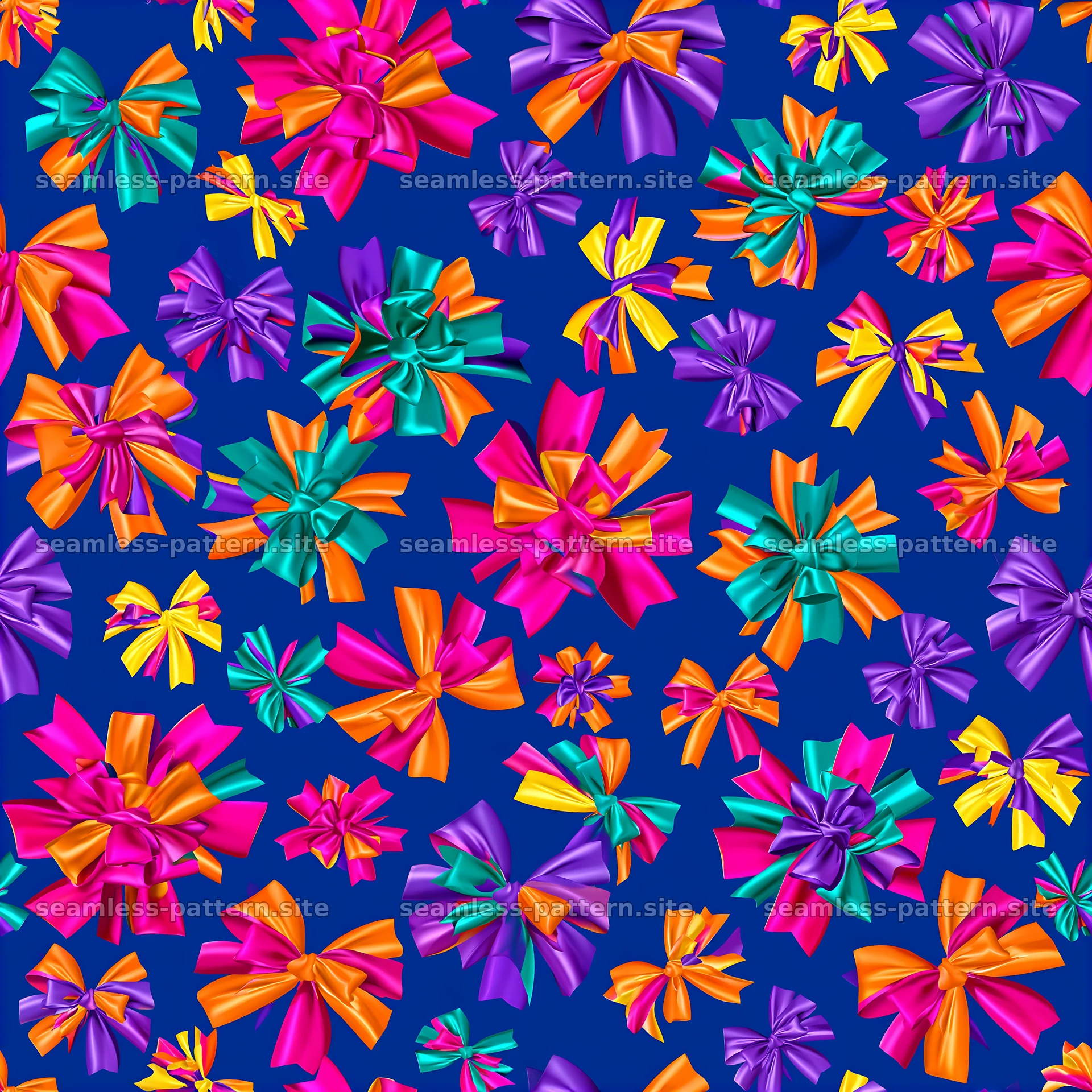 Repeating pattern with colorful bows creates a seamless tile design — seamless tileable pattern at 8192x8192