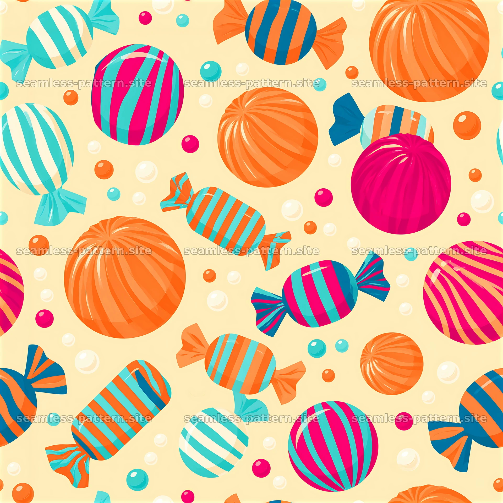 Cute candy seamless pattern with colorful candies on a light — seamless tileable pattern at 8192x8192