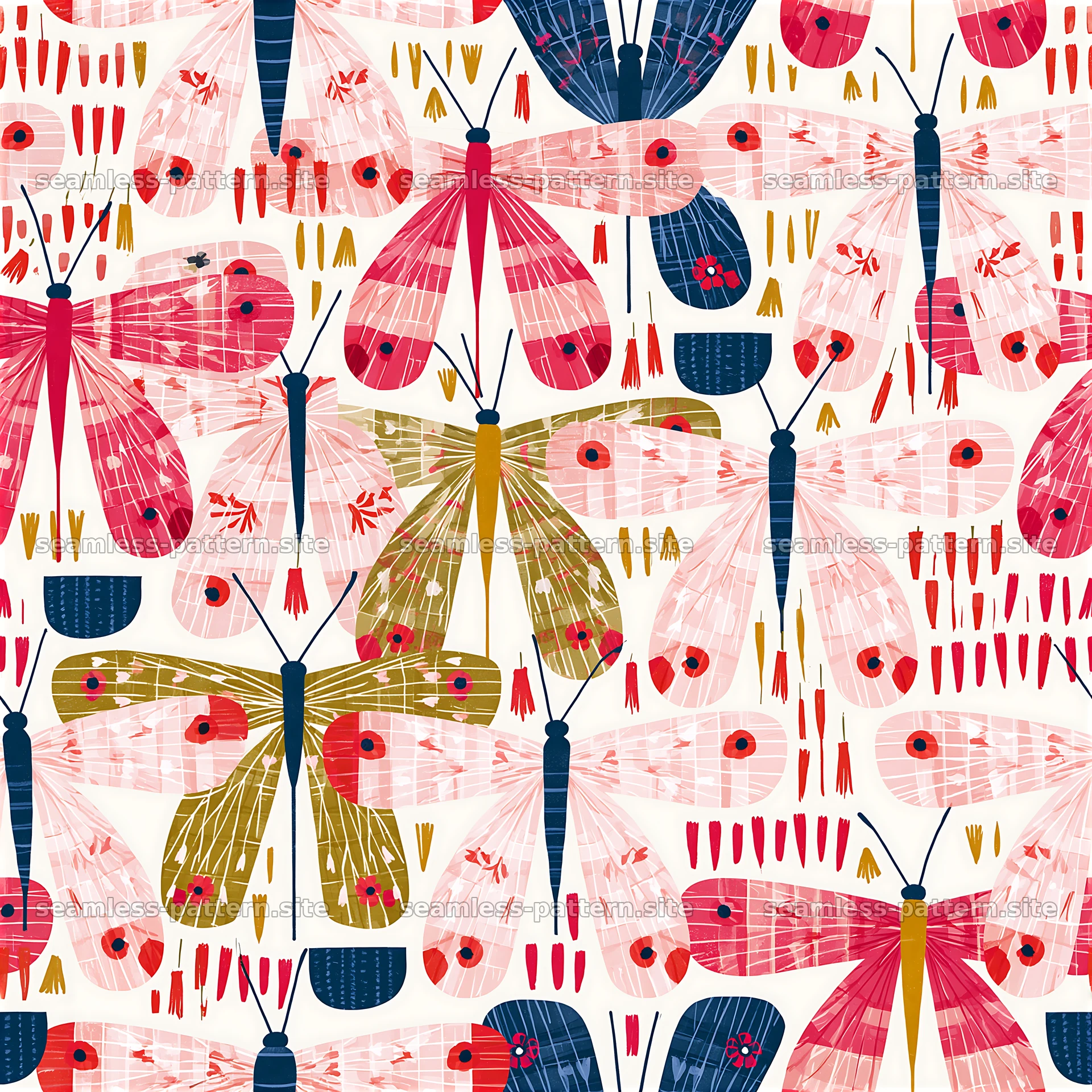 Colorful butterfly seamless pattern with various shapes and colors — seamless tileable pattern at 8192x8192