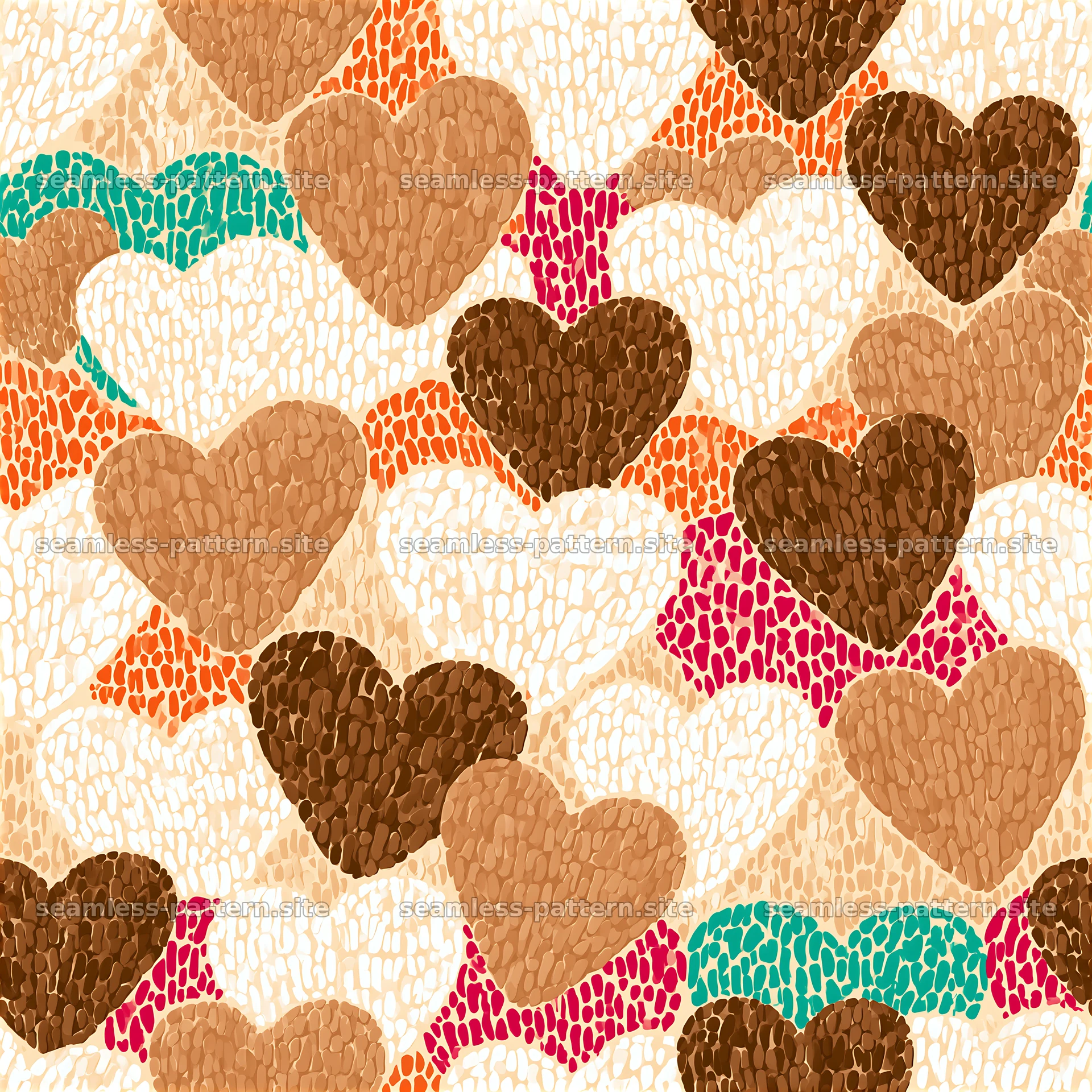 Colorful Textured Heart Seamless Pattern — seamless tileable pattern at 8192x8192
