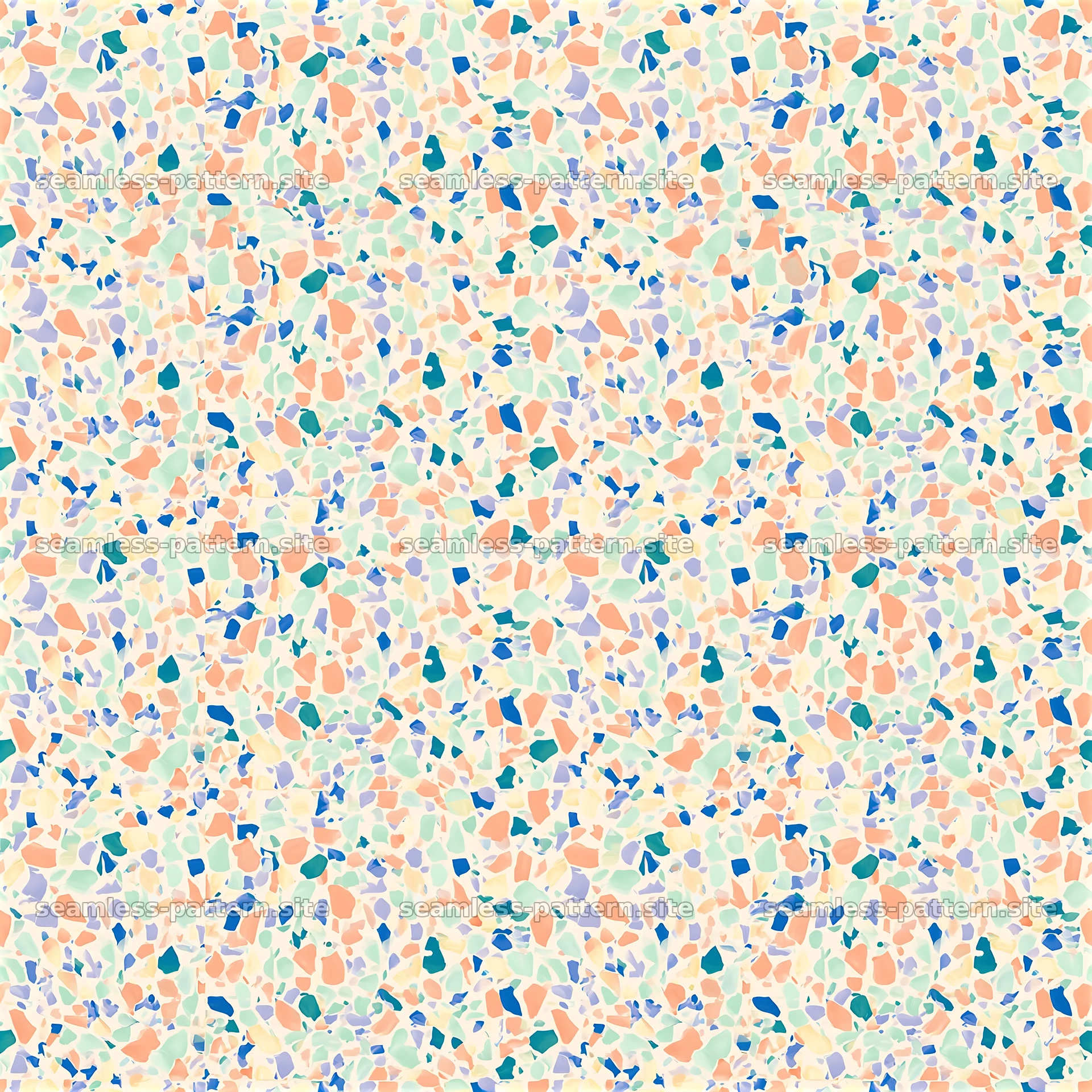 Colorful terrazzo pattern with a mix of organic shapes — seamless tileable pattern at 8192x8192