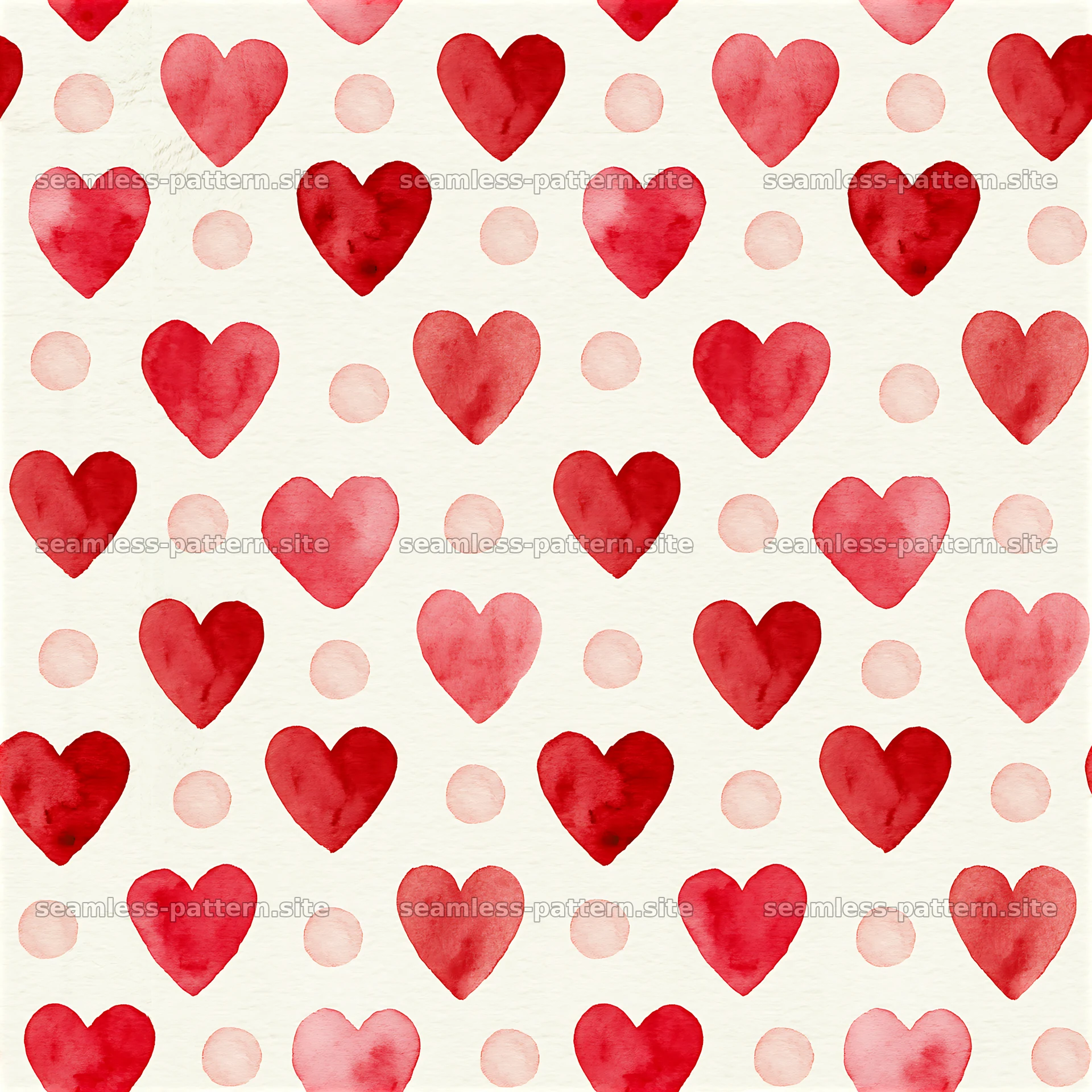 Seamless heart and polka dot pattern for decor and crafting — seamless tileable pattern at 8192x8192