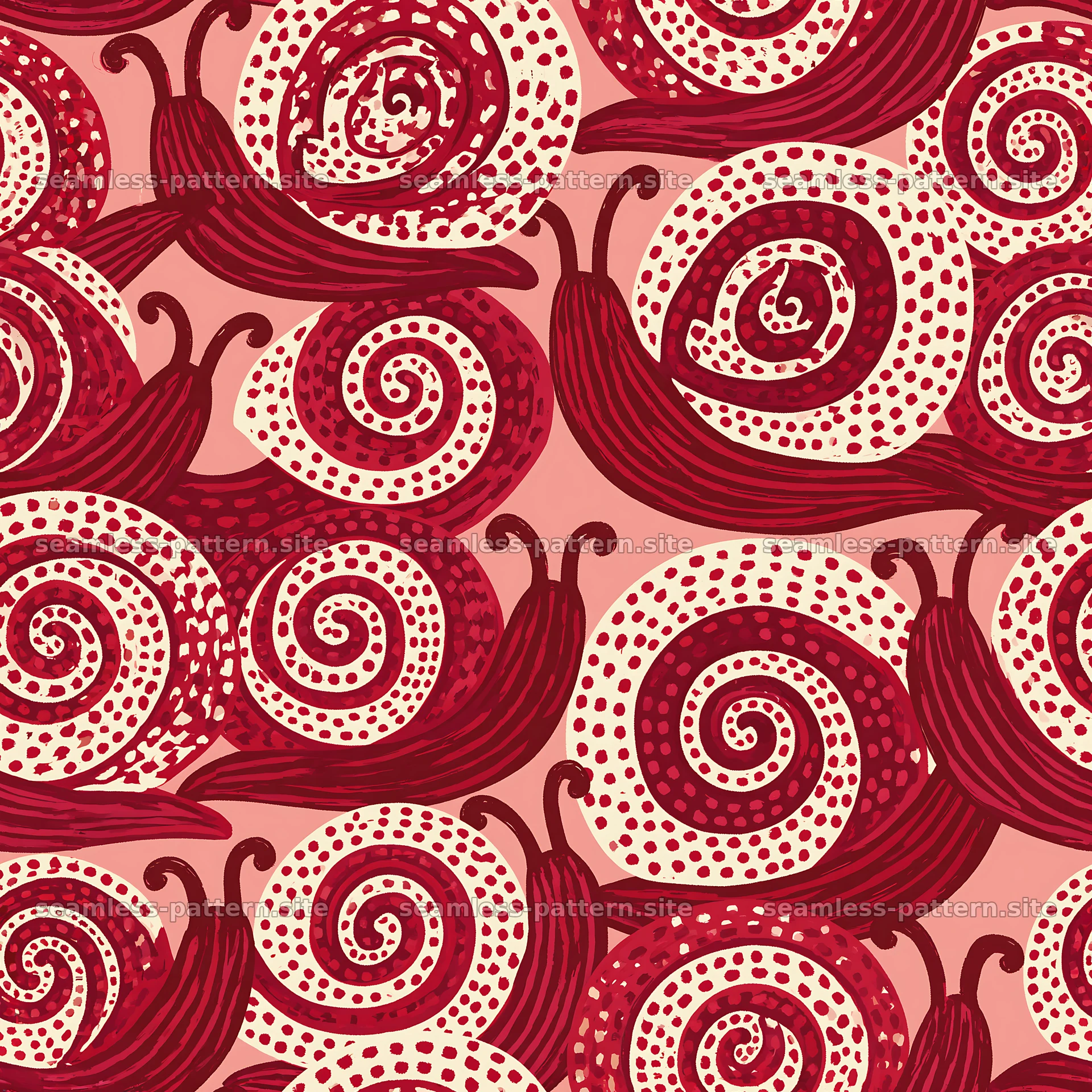 Scarlet snail seamless texture for fabric and wallpaper — seamless tileable pattern