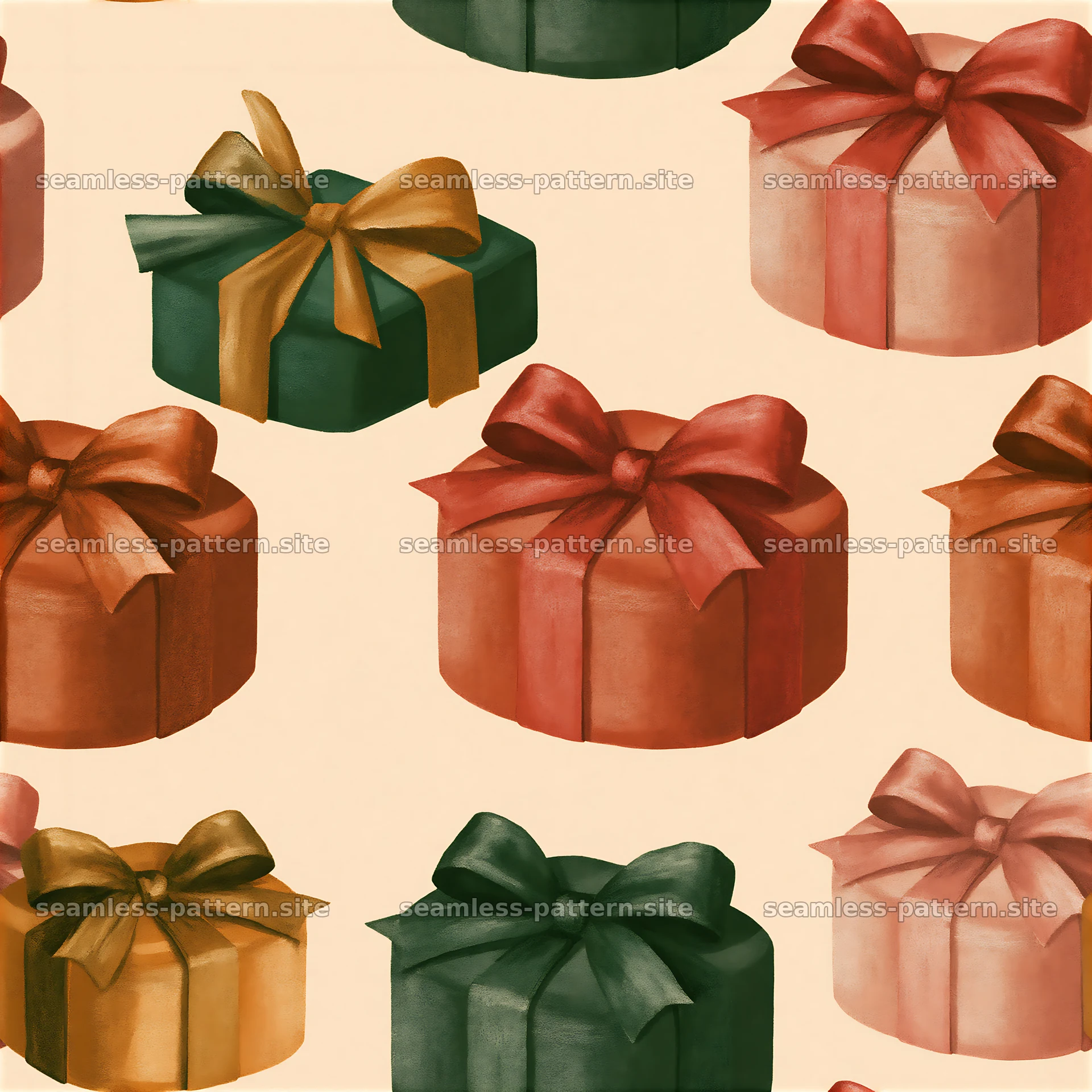 Tileable texture with festive gift packages in various colors — seamless tileable pattern at 8192x8192