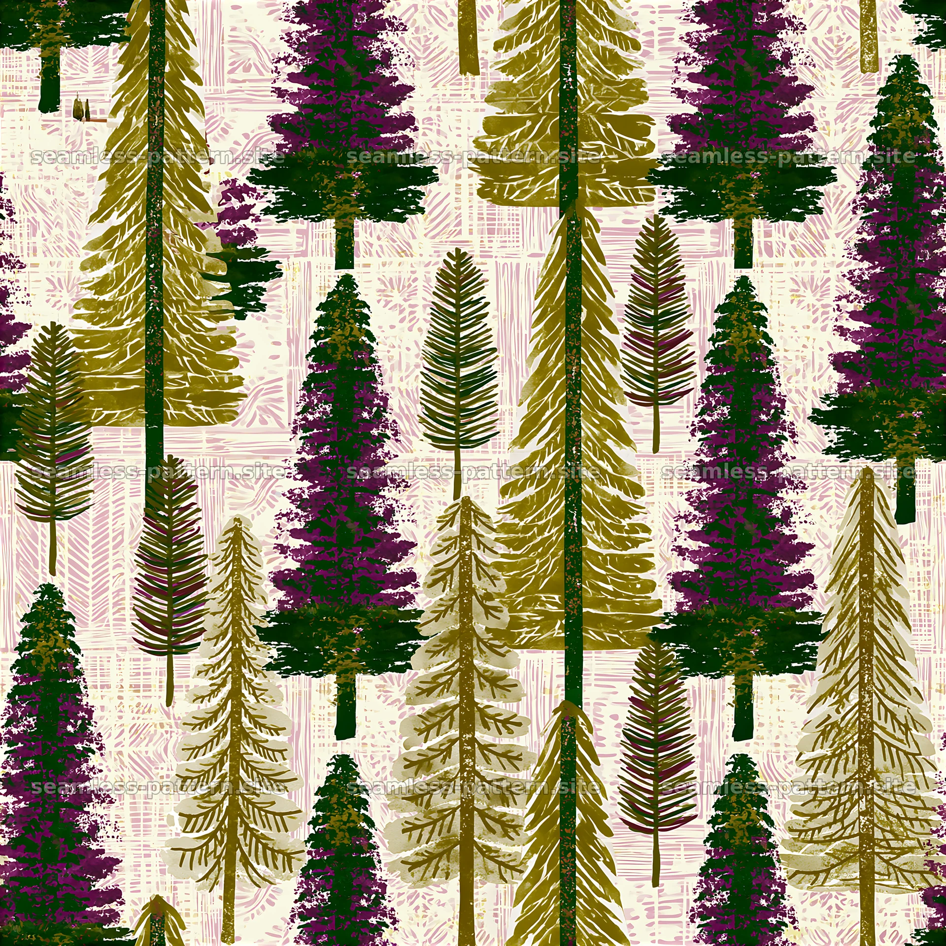 Seamless Spruce Tree Pattern with Abstract Evergreen Forest — seamless tileable pattern at 8192x8192