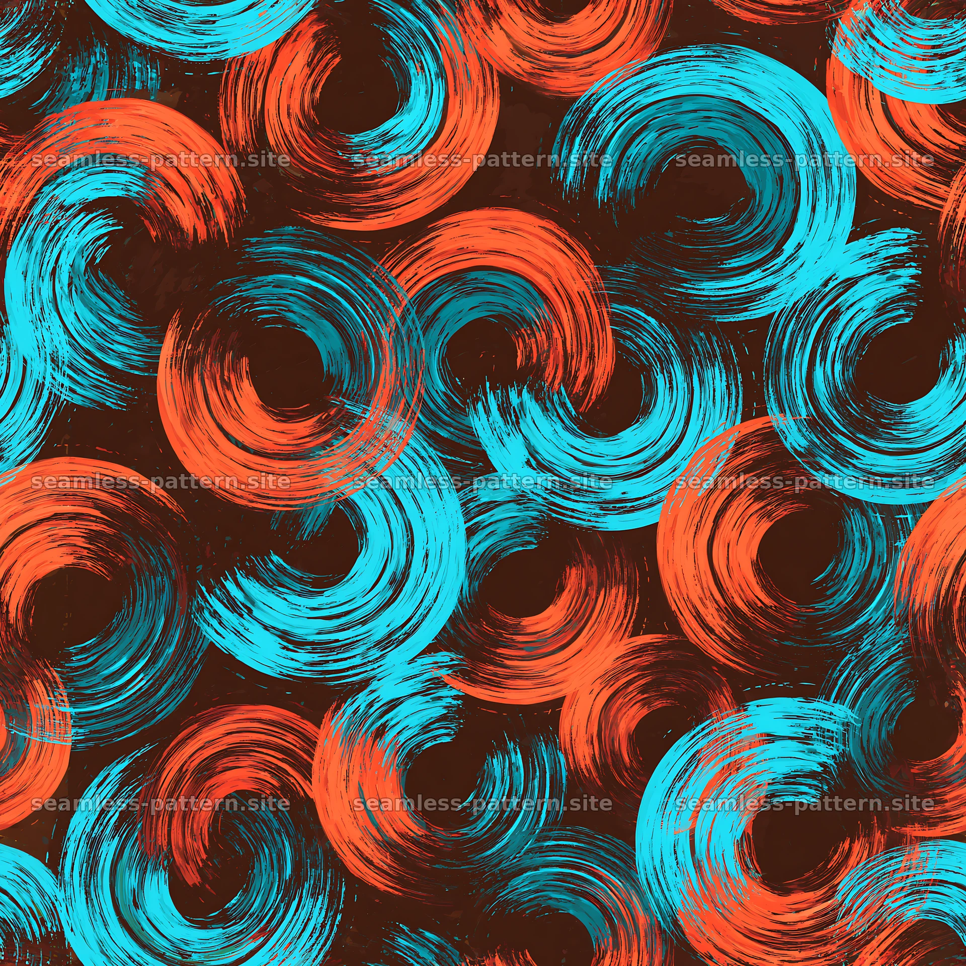 Seamless high contrast painted mark pattern in blue and orange — seamless tileable pattern