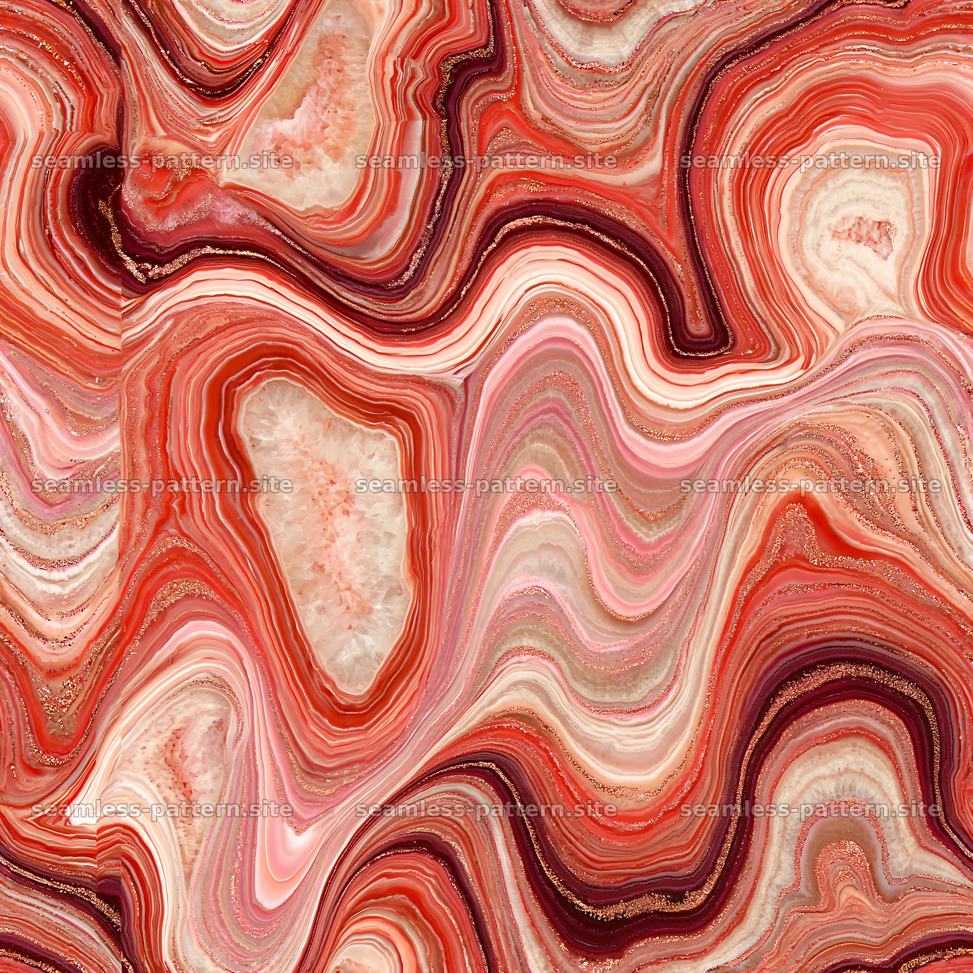 Modern abstract marble repeat pattern with layered color veins — seamless tileable pattern