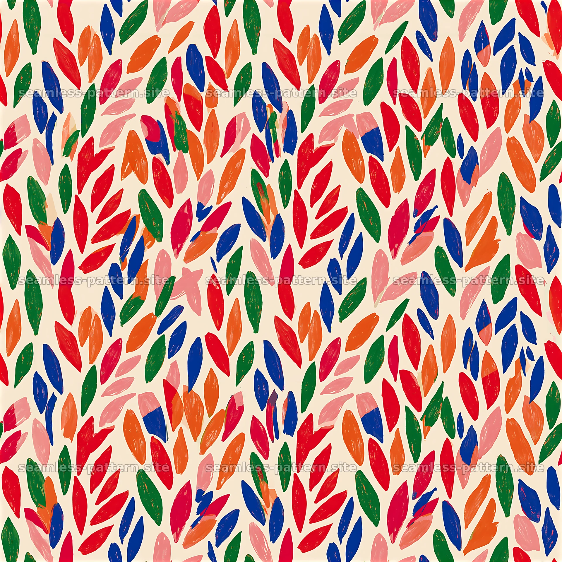 Colorful leaf pattern with vibrant hues on a light background — seamless tileable pattern at 8192x8192