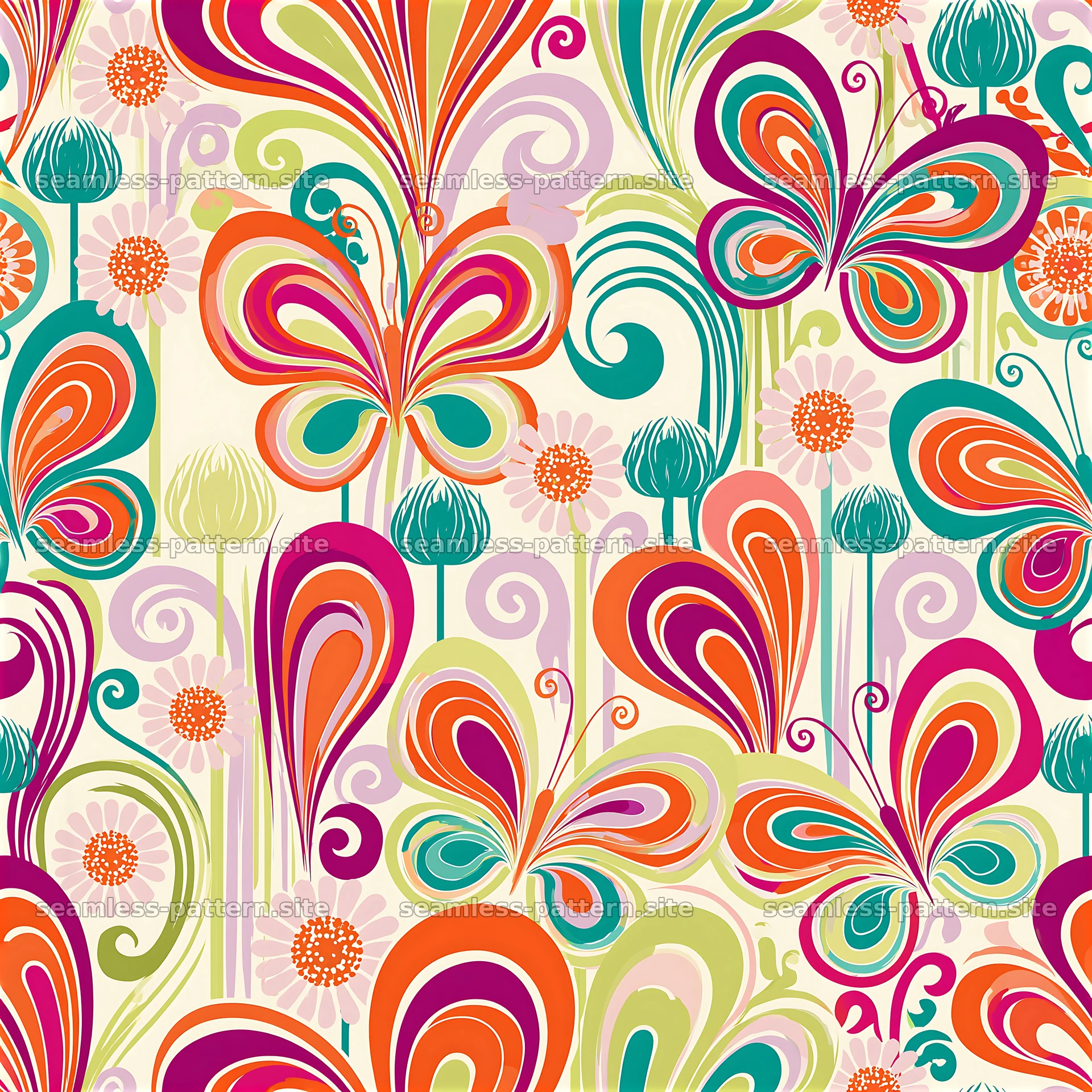 Colorful butterfly seamless pattern design for fabric and wallpaper — seamless tileable pattern at 8192x8192
