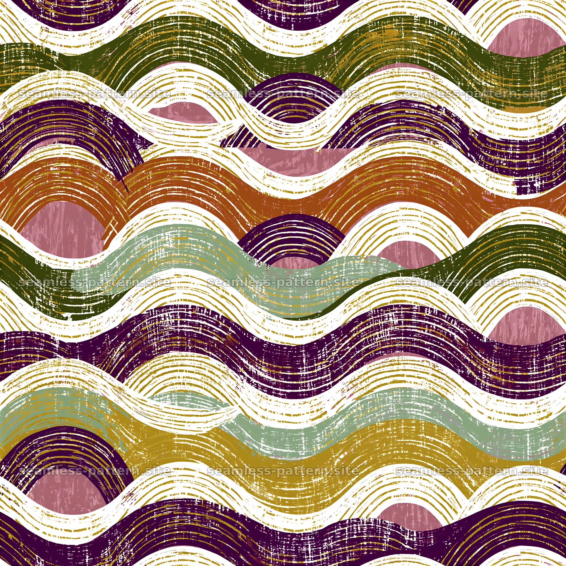 Colorful waves pattern with layered curves and rich colors — seamless tileable pattern at 8192x8192
