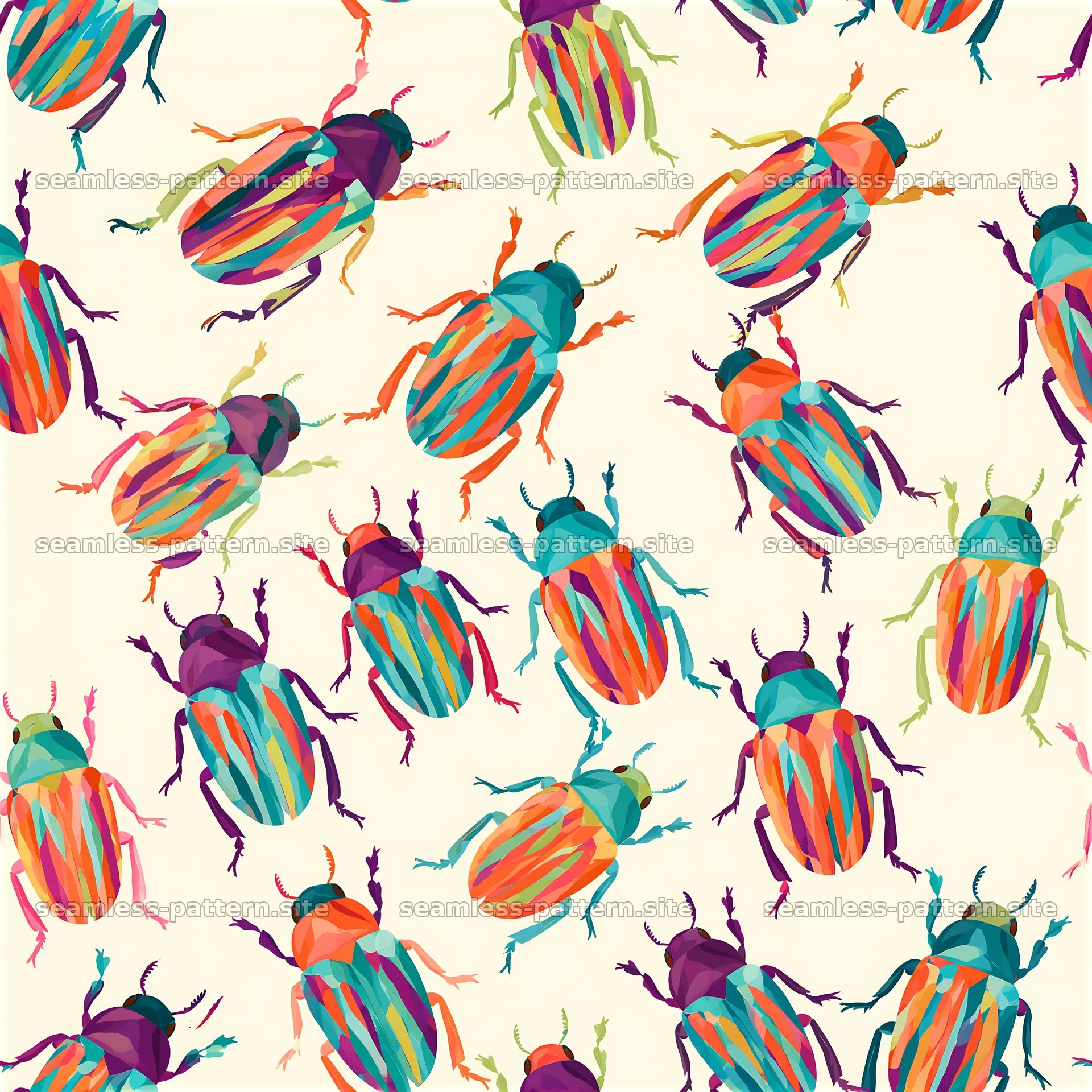Vibrant Beetles Seamless Pattern — seamless tileable pattern at 8192x8192
