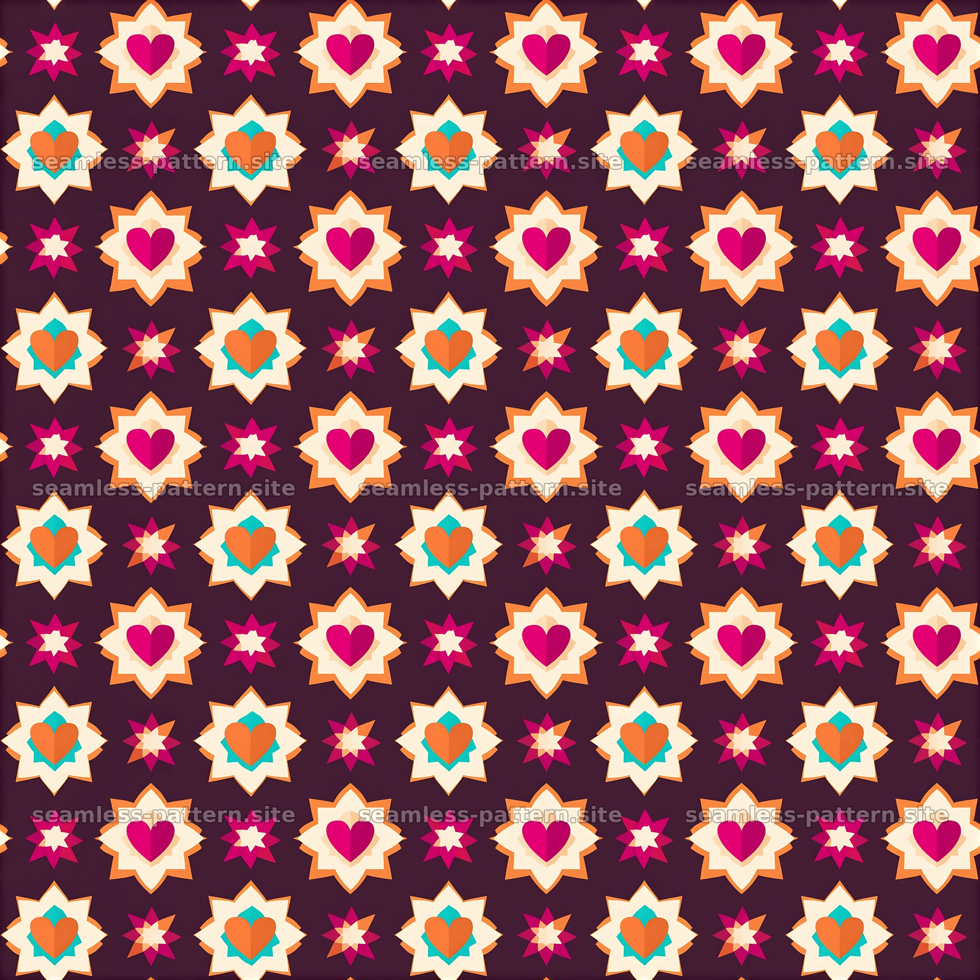 Colorful hearts and stars seamless pattern for various designs — seamless tileable pattern at 8192x8192