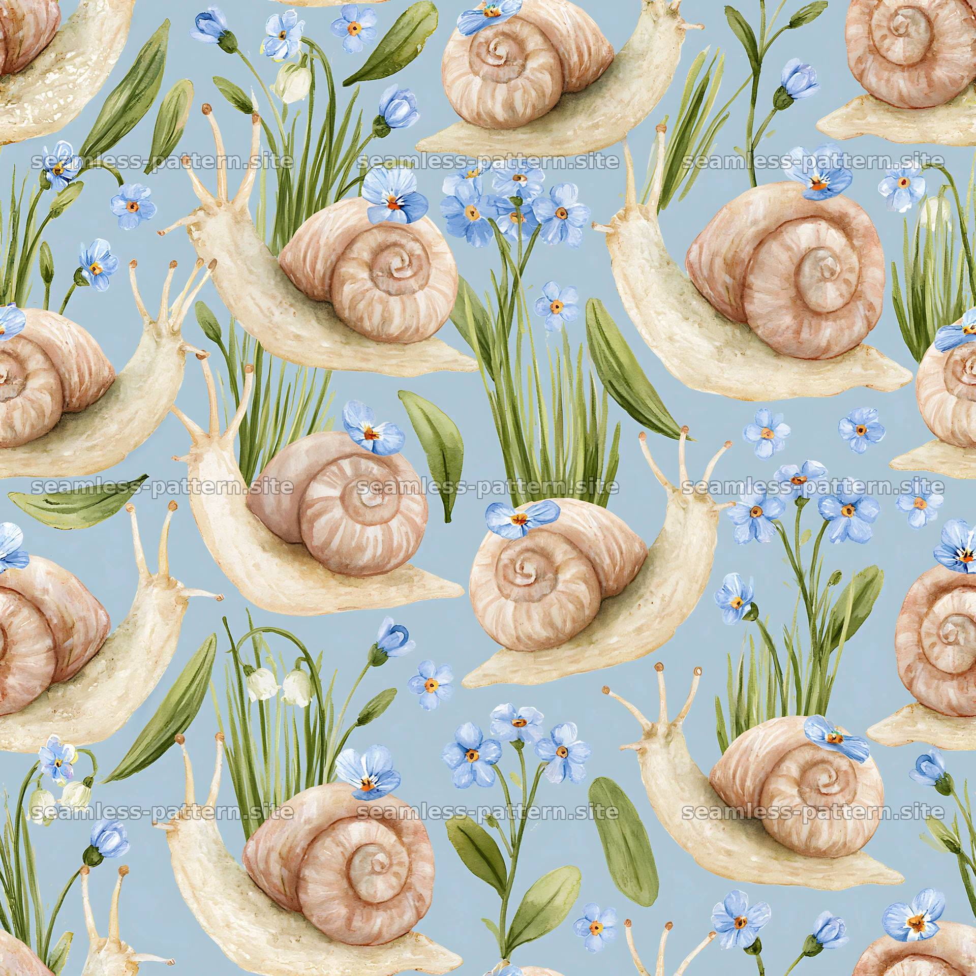 Seamless snail pattern for children's wallpaper — seamless tileable pattern
