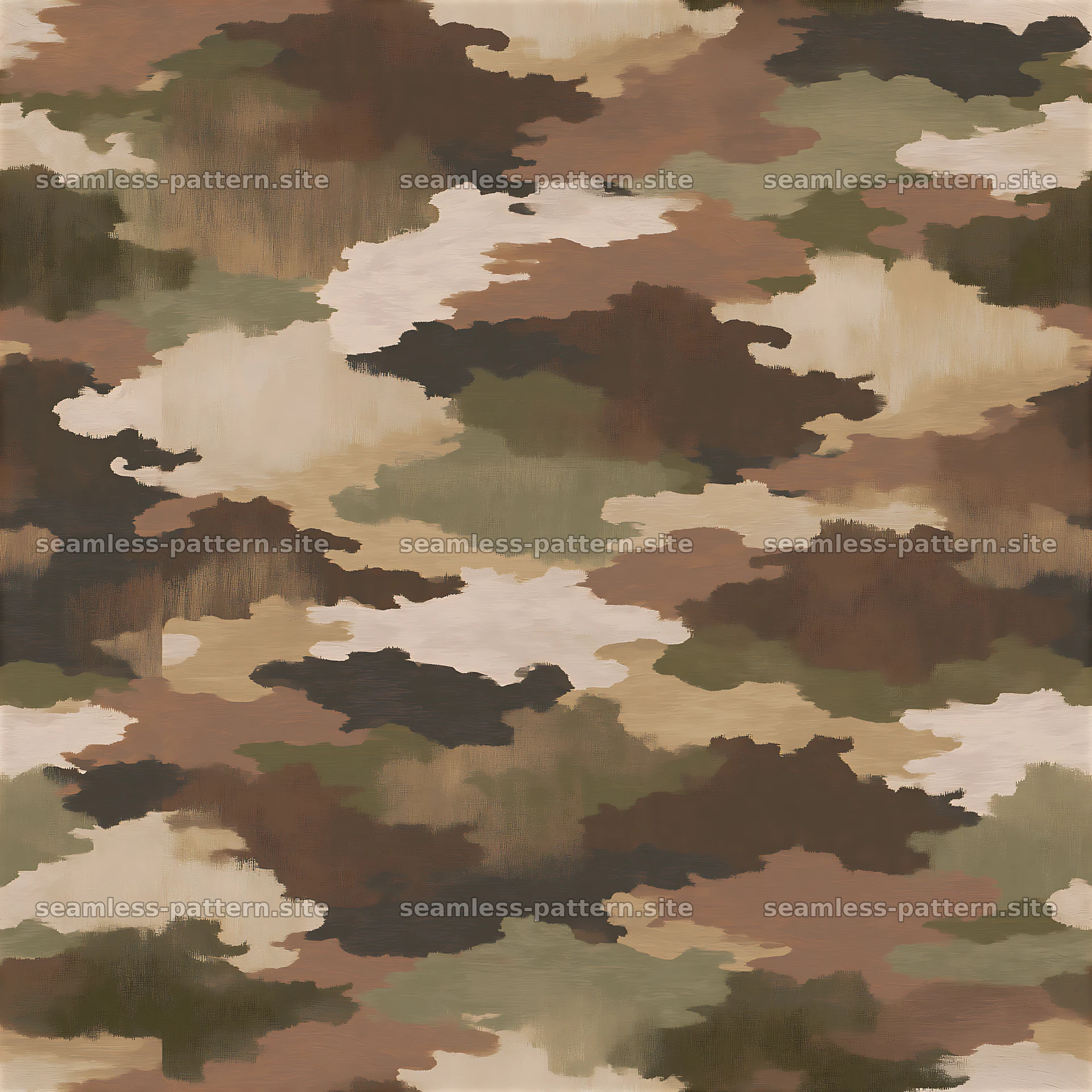 Seamless muddy camouflage pattern in shades of green and brown — seamless tileable pattern at 8192x8192