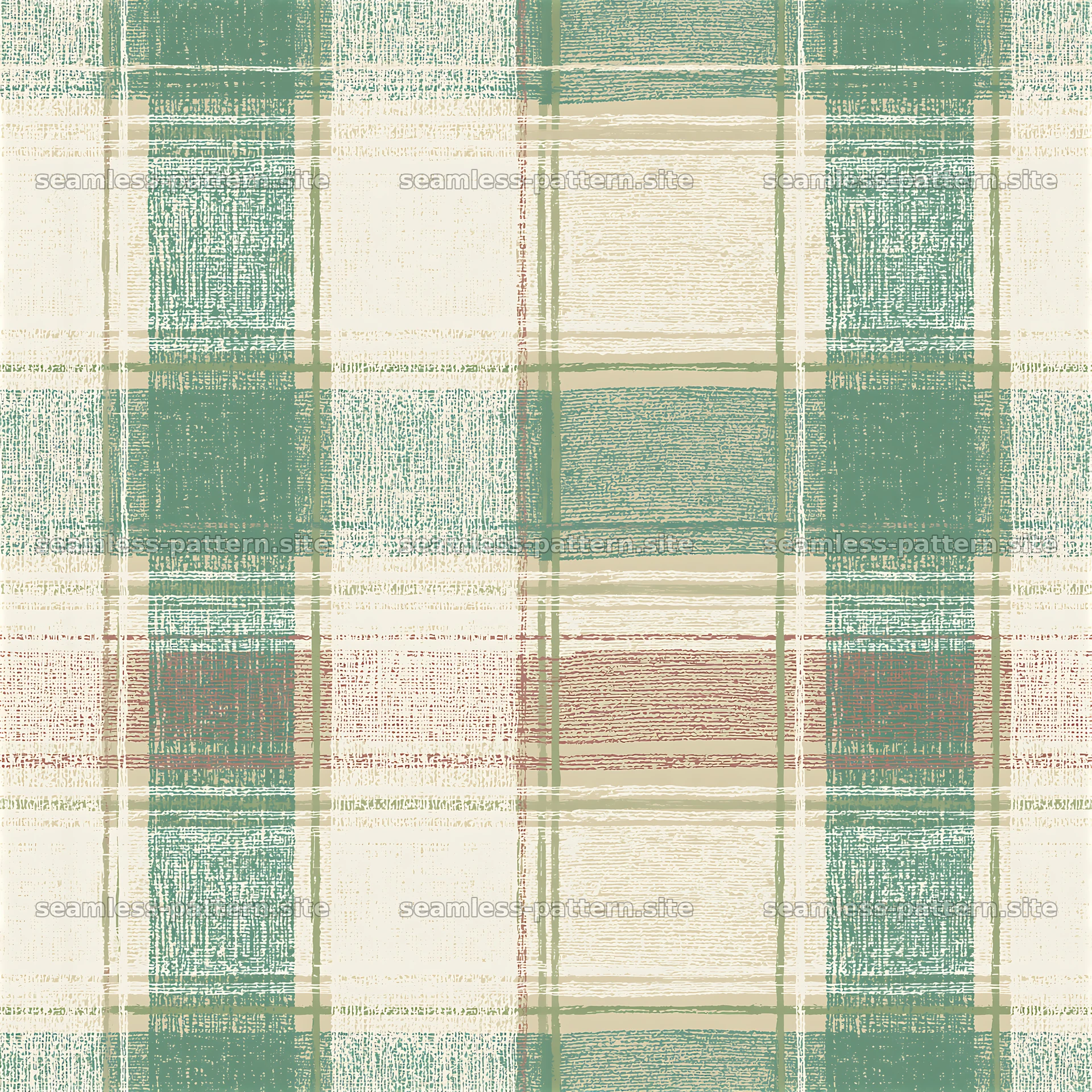 Colorful Plaid Seamless Pattern in Teal and Cream — seamless tileable pattern at 8192x8192