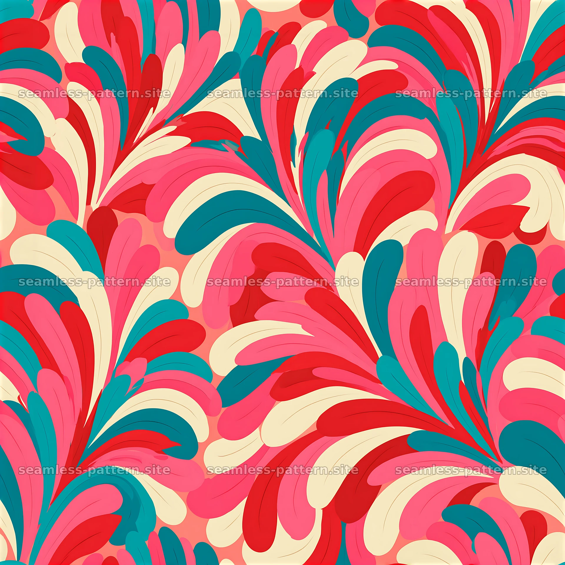 Vibrant abstract petals with a floral design in repeating layout — seamless tileable pattern at 8192x8192