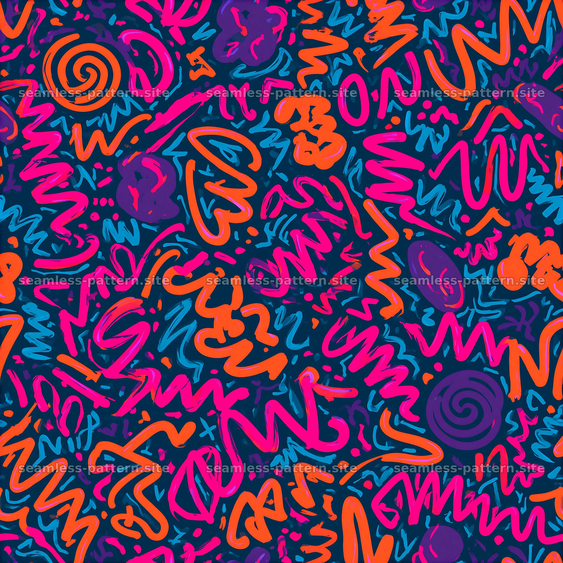 Vibrant abstract seamless pattern with colorful scribbles — seamless tileable pattern at 8192x8192