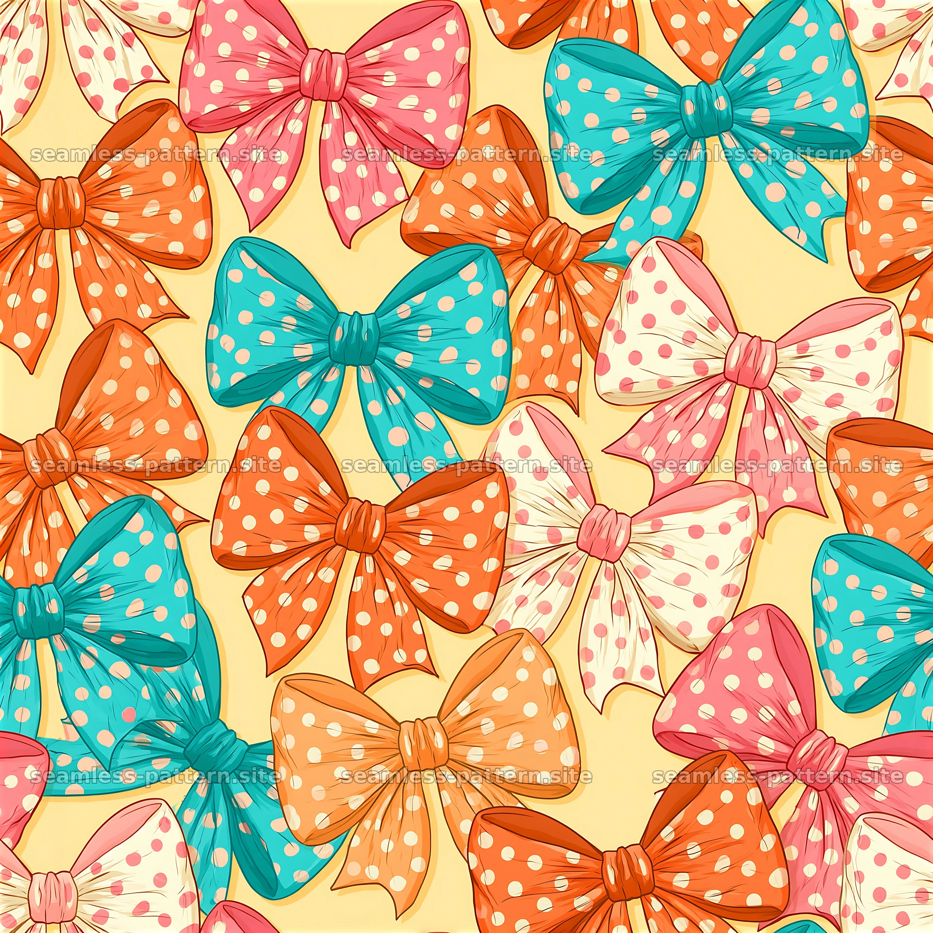 Cute Bows and Ribbons Seamless Pattern — seamless tileable pattern at 8192x8192