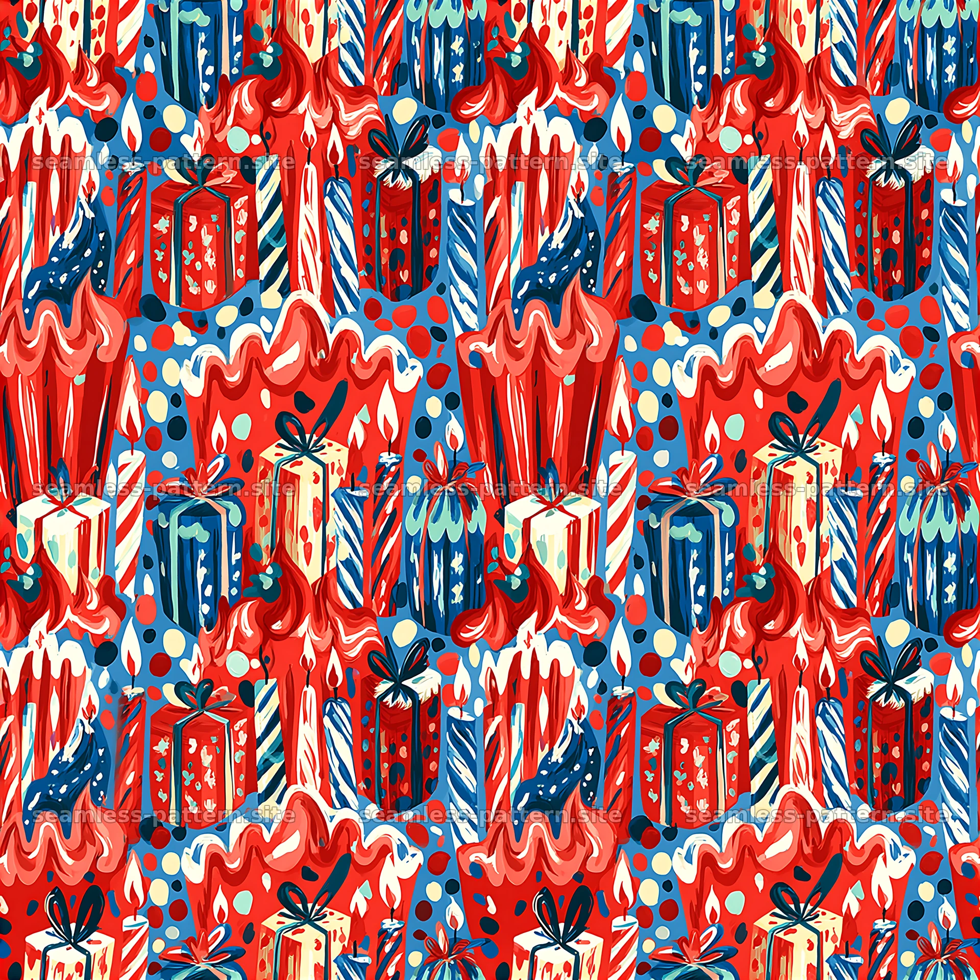 Playful Birthday Party Gifts and Candles Seamless Pattern — seamless tileable pattern at 8192x8192