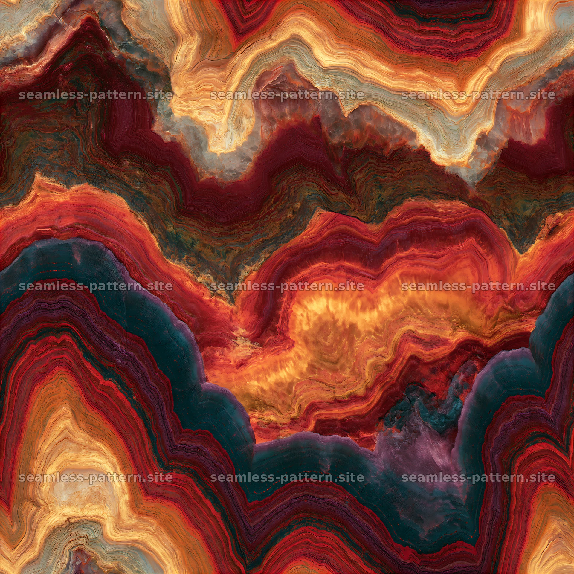 Colorful marble seamless texture with rich red and orange tones — seamless tileable pattern at 8192x8192