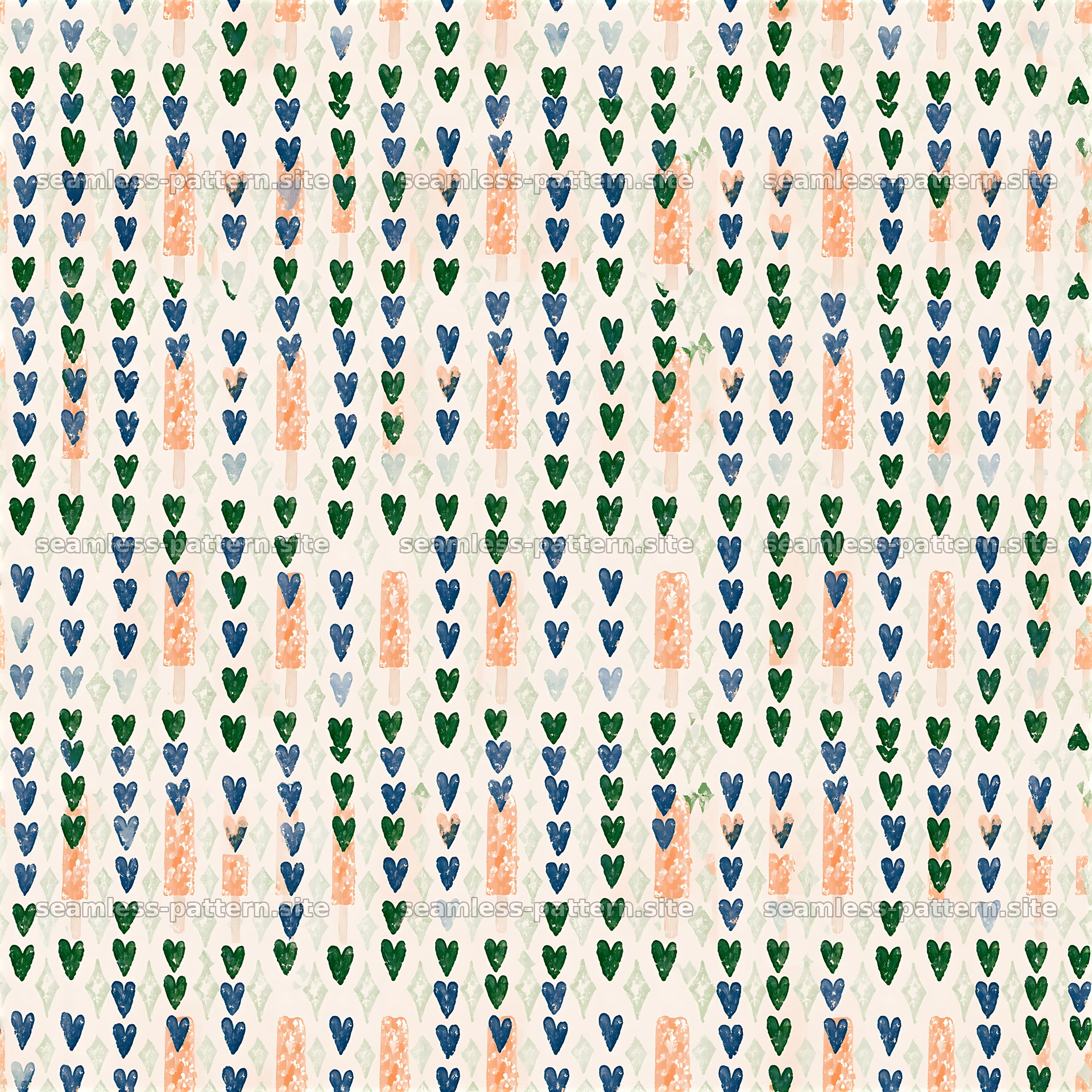 Heart and Sparkle Seamless Pattern with Popsicles — seamless tileable pattern at 8192x8192